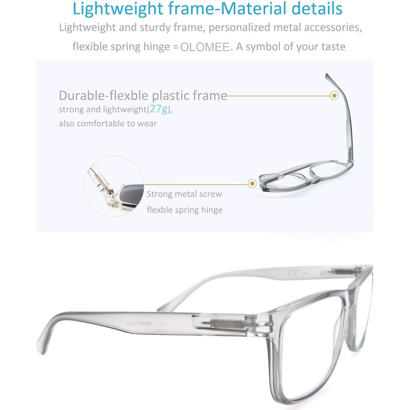 Blue Light Blocking Reading Glasses Men Large Oversized Square Readers Wide fit Cheaters for Men W/Big Head/Large Face