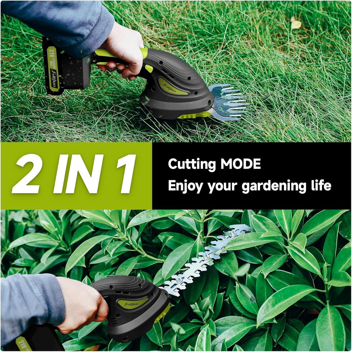 Cortadora de Setos Inalámbrica Fulljion 21V 2 en 1 con Baterías