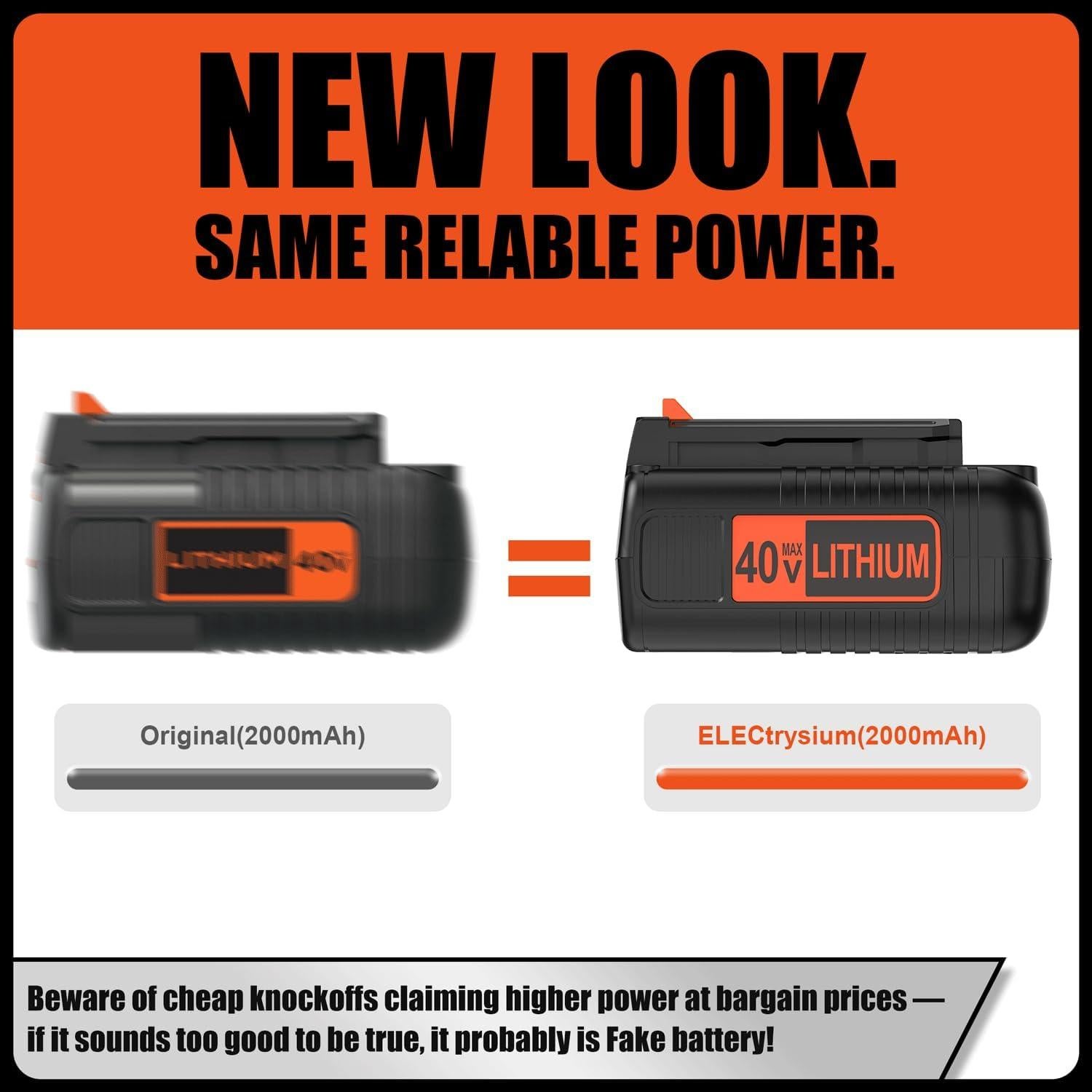 Batería de Litio 40V 2.0Ah ELECtrysium para Black & Decker