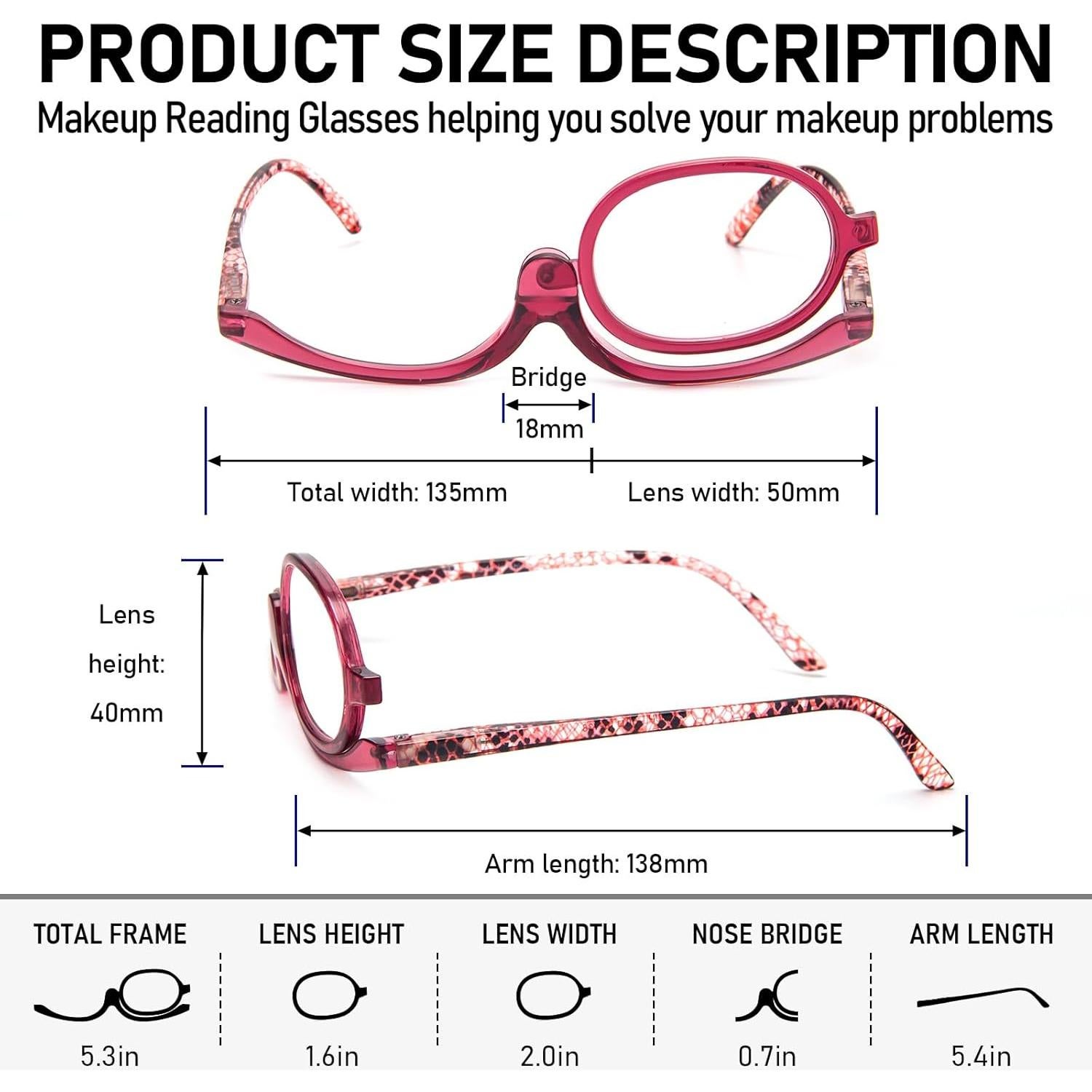 Gafas de Lectura Plegables MMOWW para Maquillaje 3.0x