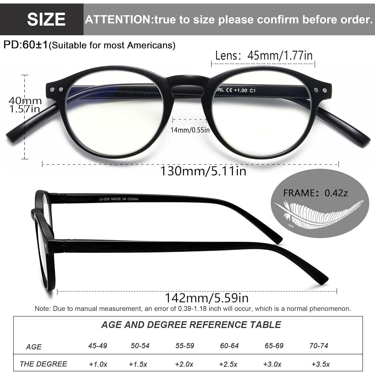 Gafas de Lectura EYEURL 4-Pack Anti Luz Azul 2.5x