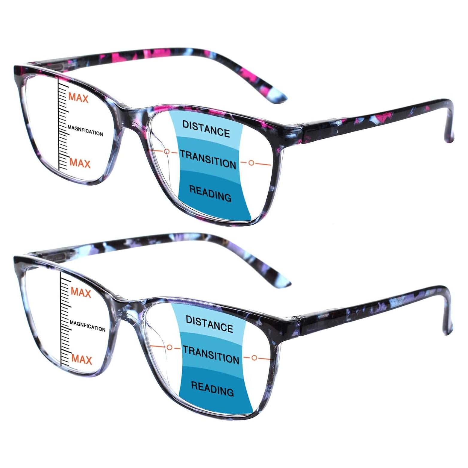 Gafas de lectura multifocal COJWIS con bloqueo luz azul 3.0x