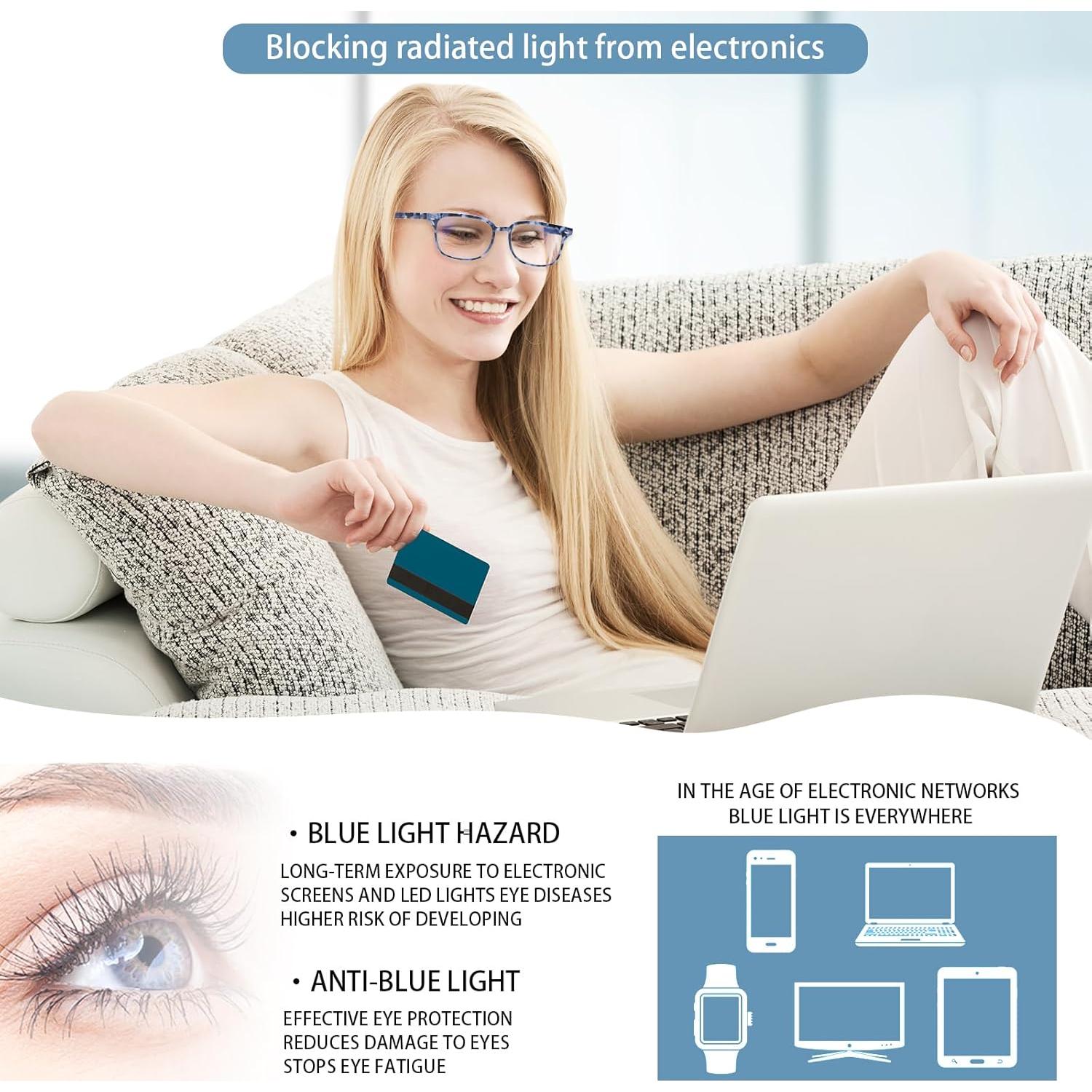 Progressive Multifocal Anti Blue Light Reading Glasses for Women and Men Fashion Eyeglasses Frame