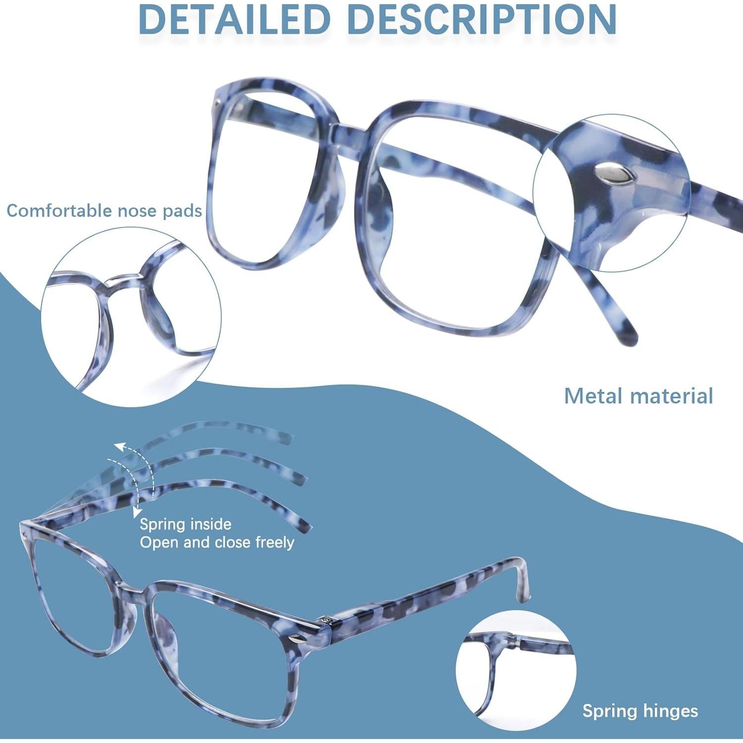Progressive Multifocal Anti Blue Light Reading Glasses for Women and Men Fashion Eyeglasses Frame
