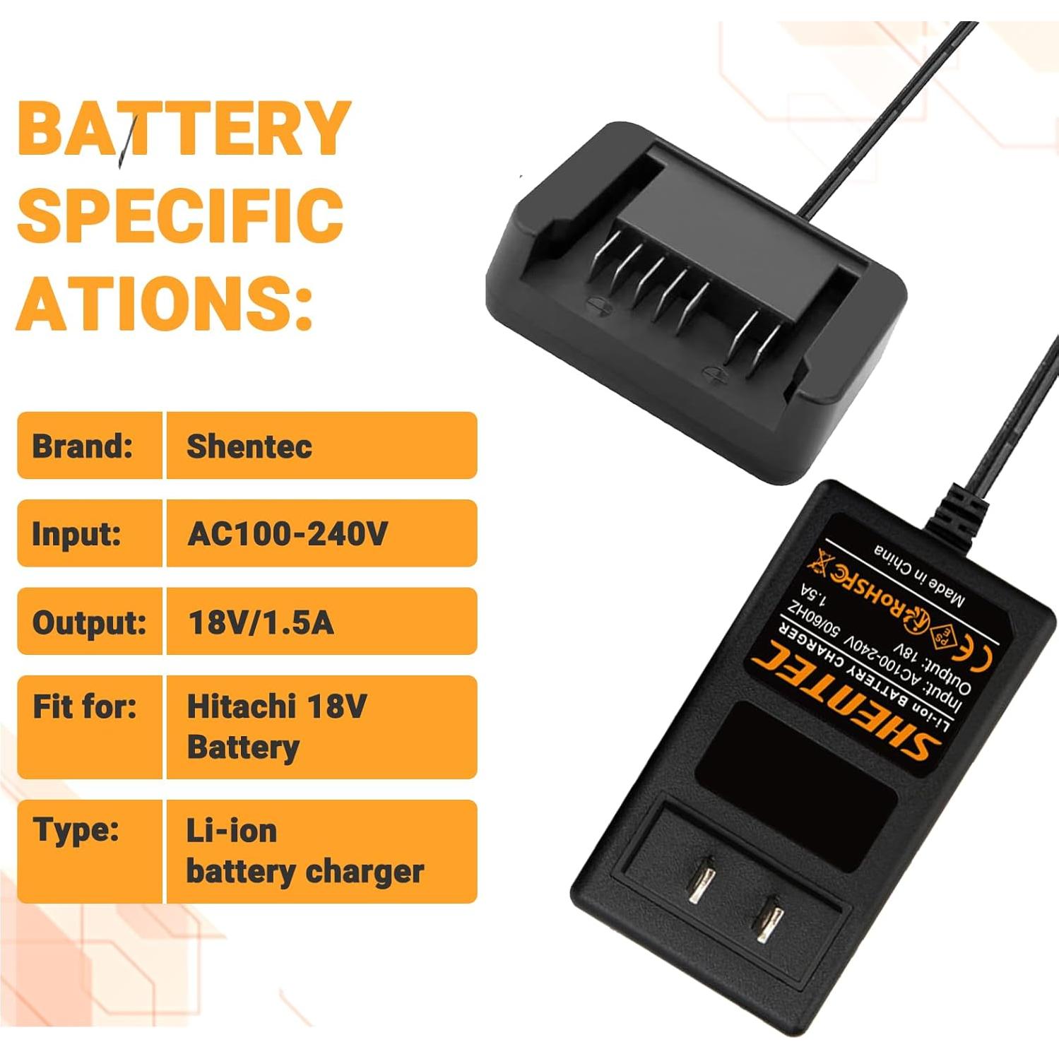 Cargador de Batería Li-ion 18V Shentec Compatible Hitachi
