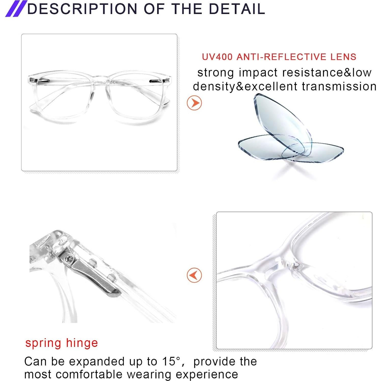 SIGVAN Progressive Multifocal Computer Glasses Women Men Blue Light Blocking Reading Glasses Spring Hinge Readers (2 Transparent, 1.0)