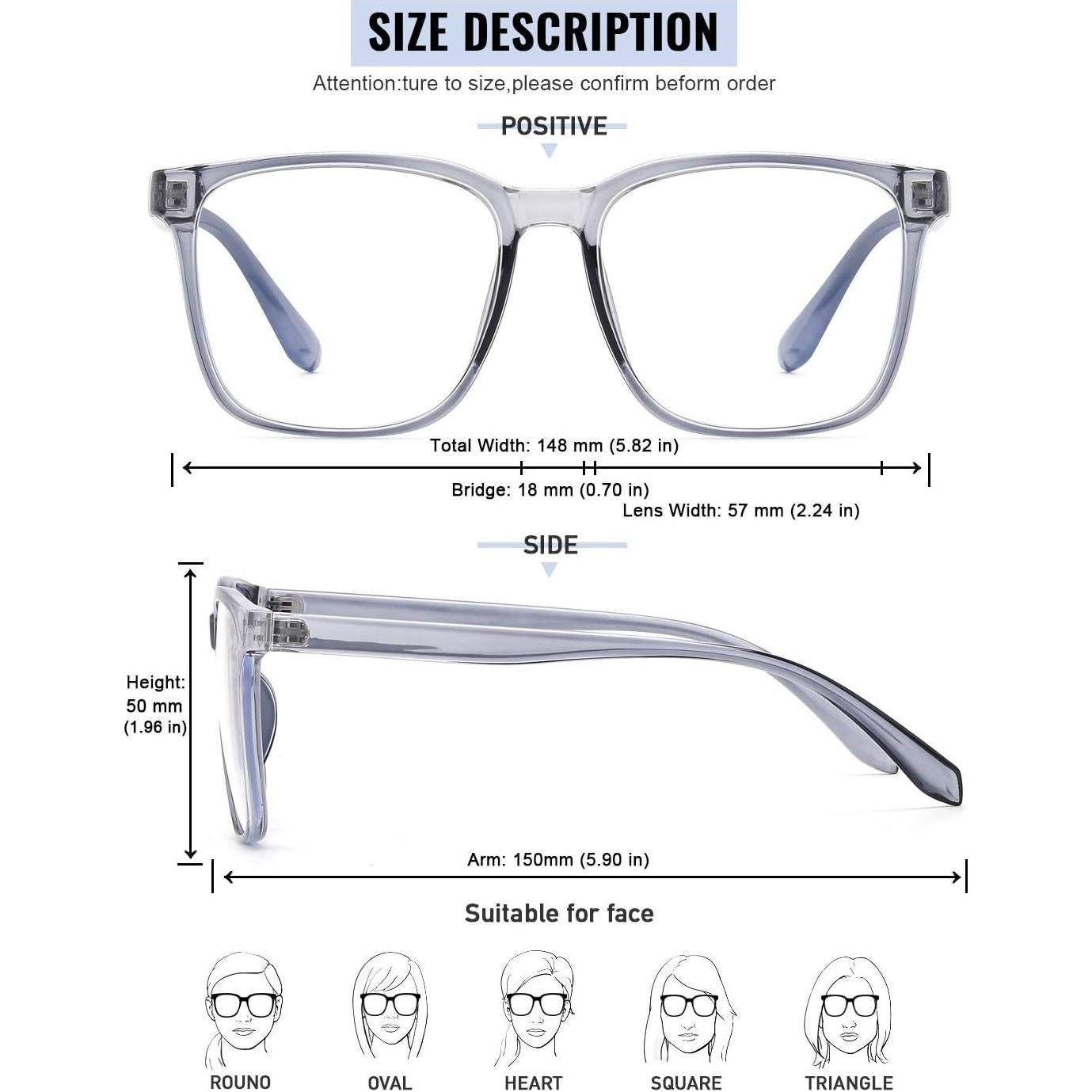 Gafas Anti Luz Azul TEAPLMTT Cuadradas Grises para Computadora