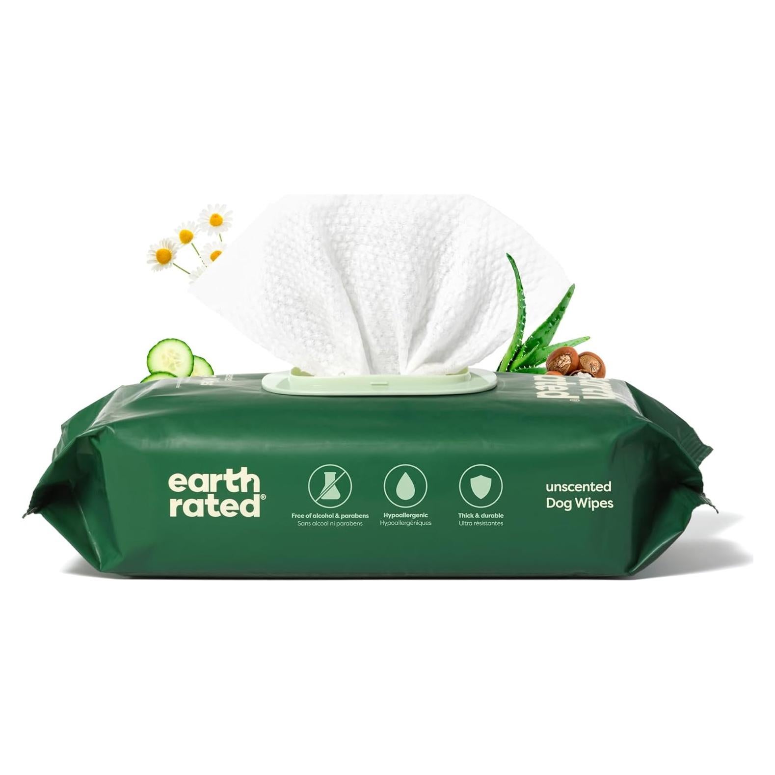 Toallitas para Mascotas Earth Rated 100 Unidades Hipoalergénicas