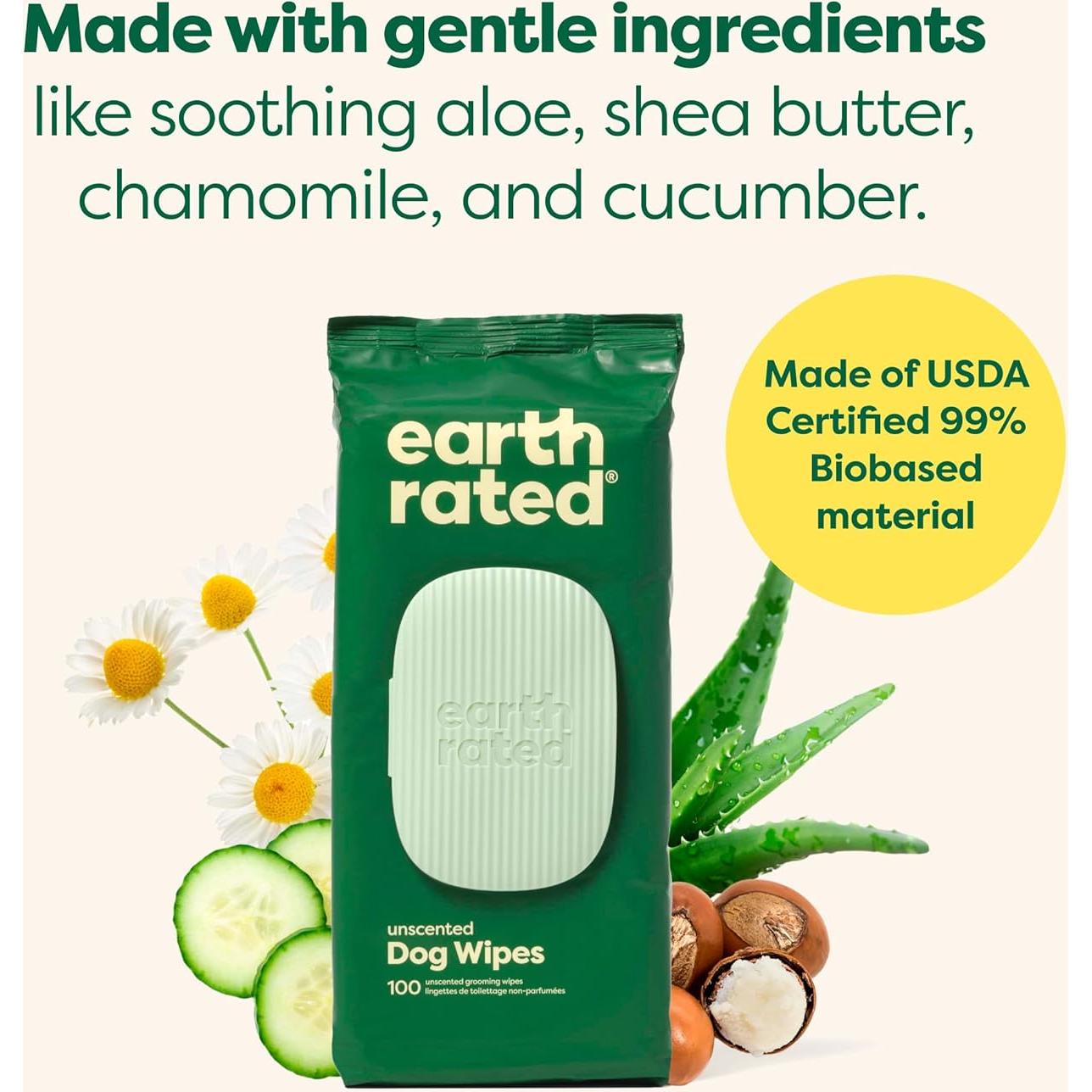 Toallitas para Mascotas Earth Rated 100 Unidades Hipoalergénicas