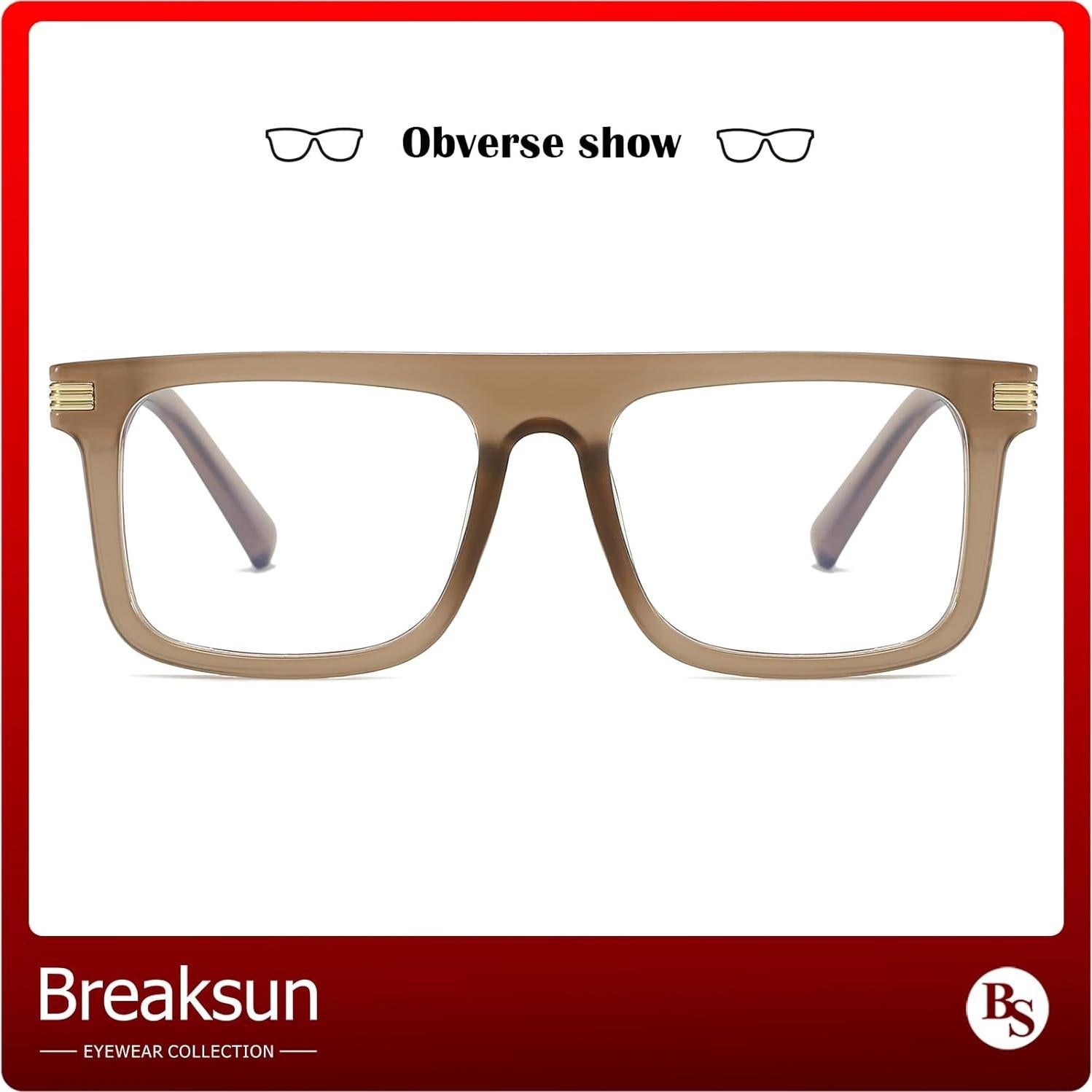 Gafas de moda cuadradas Breaksun B76 con lentes claros