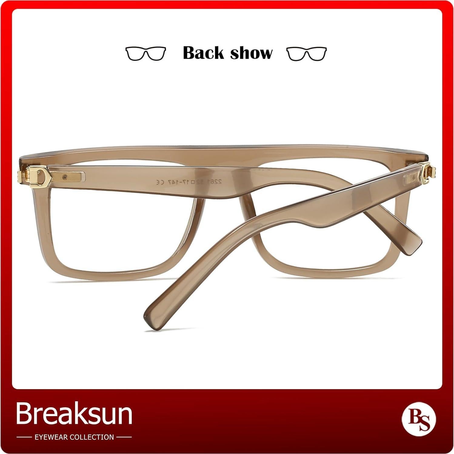 Gafas de moda cuadradas Breaksun B76 con lentes claros