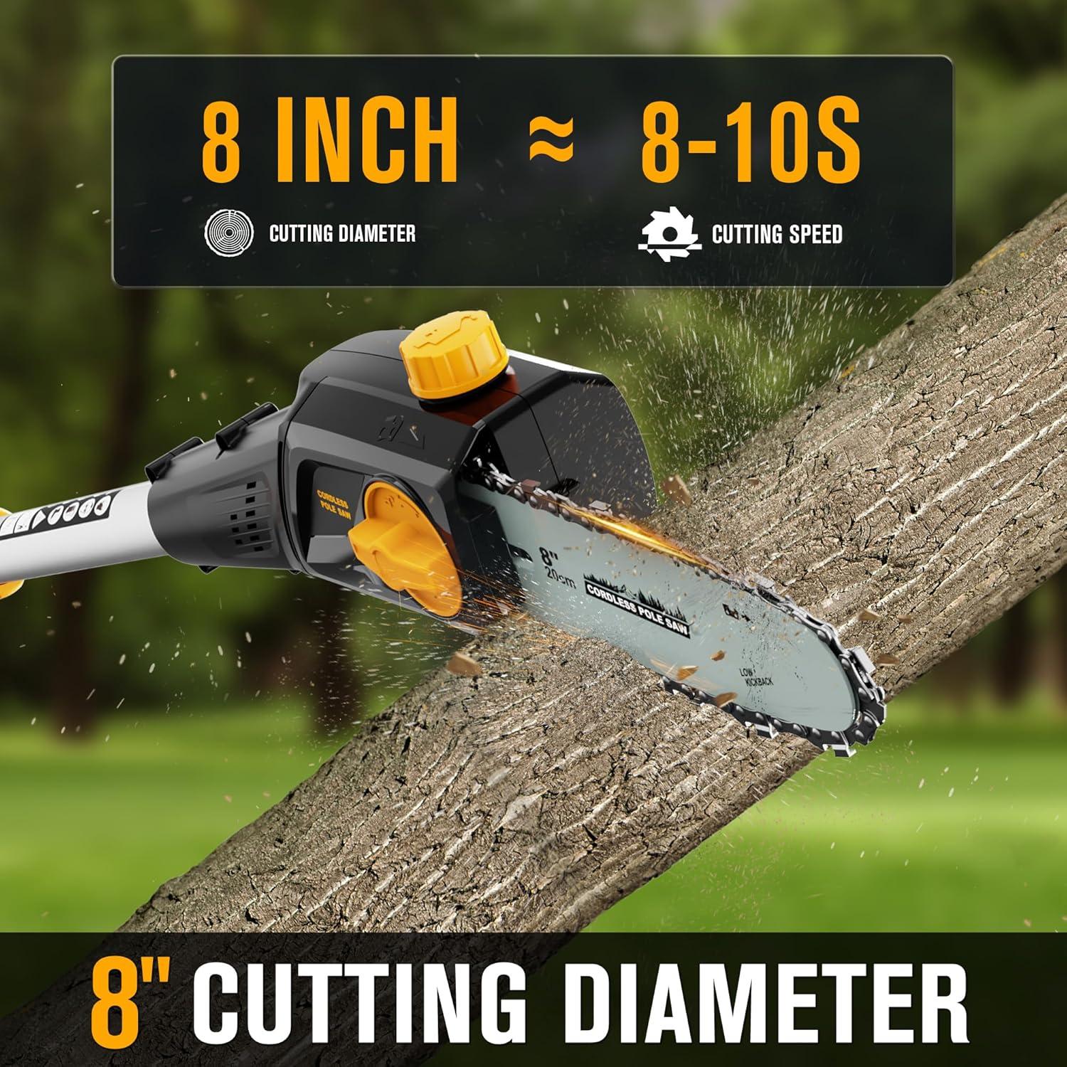 Sierra de Poste Inalámbrica HEINPRO 8" 20V, Alcance 4.3m