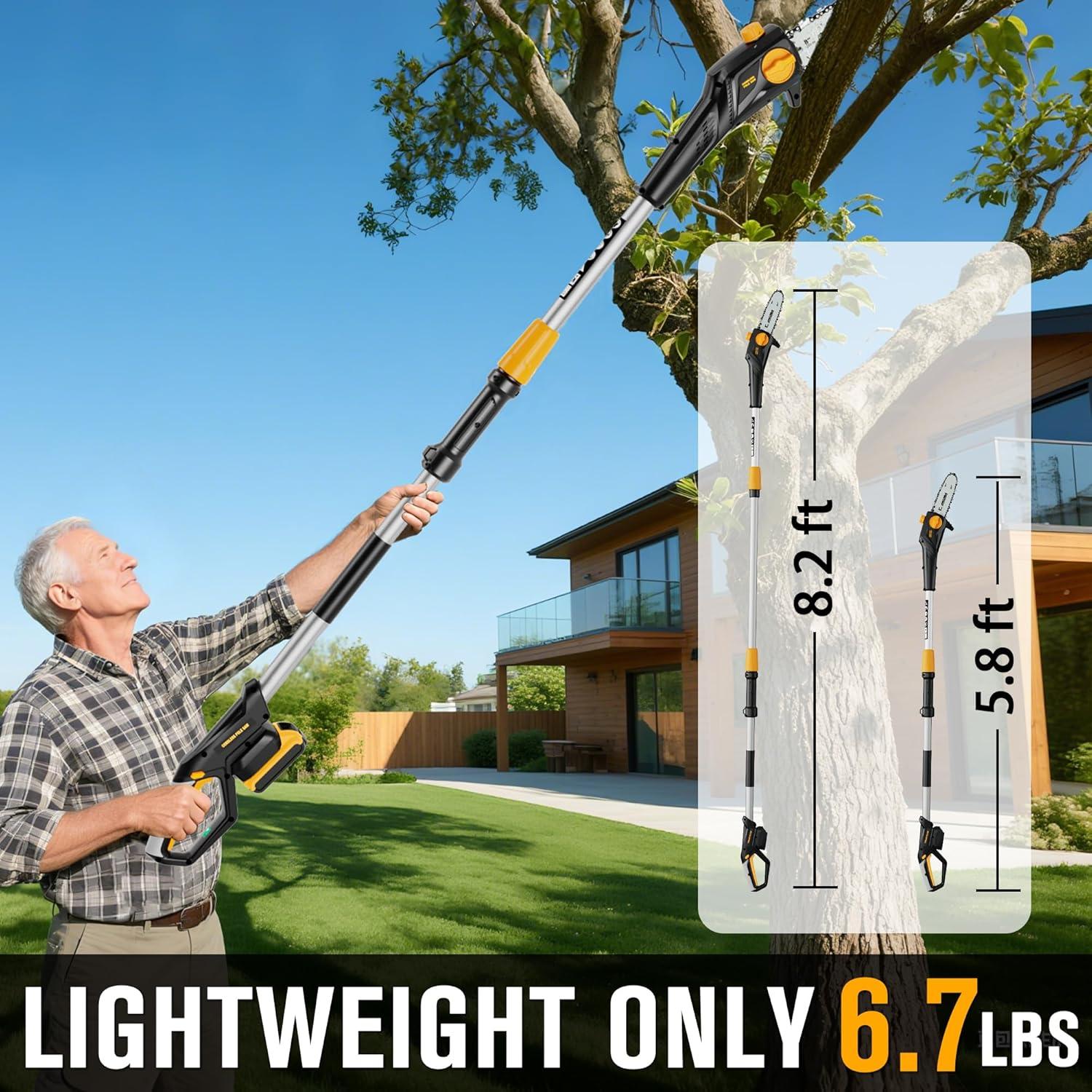 Sierra de Poste Inalámbrica HEINPRO 8" 20V, Alcance 4.3m