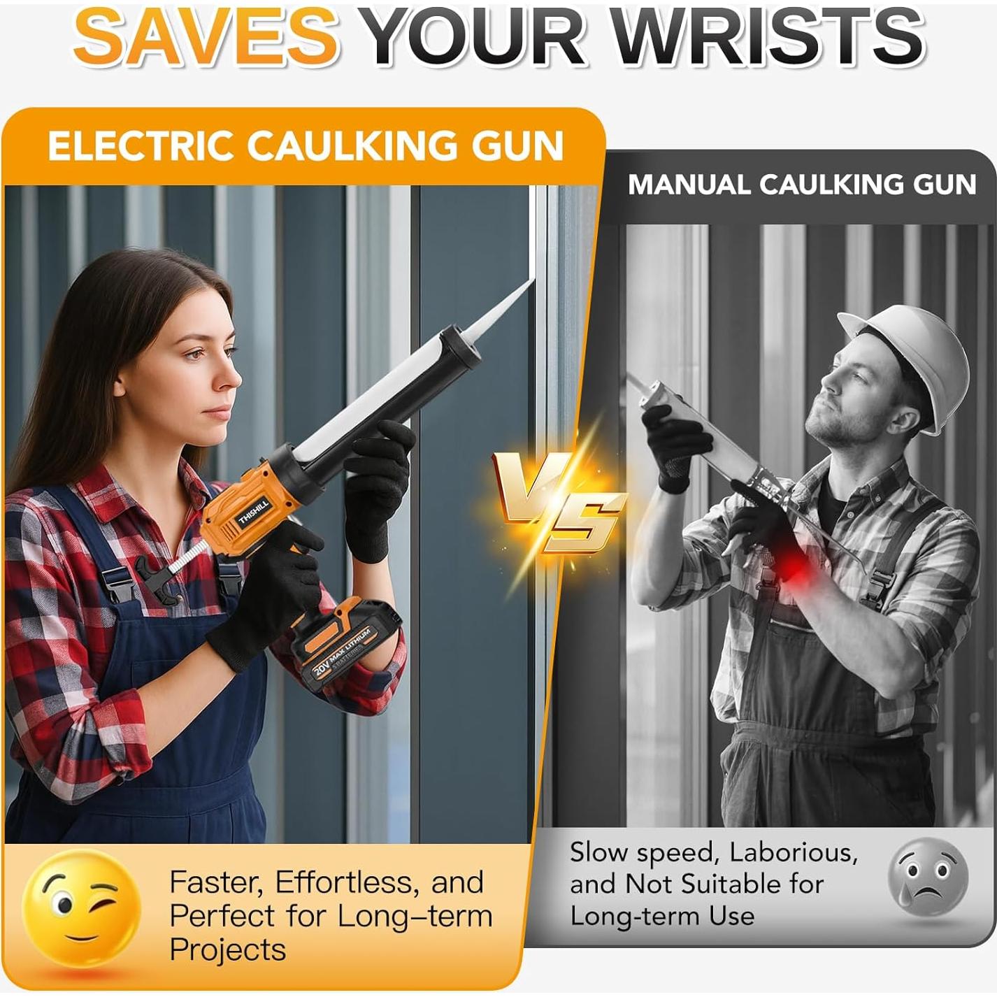 Pistola de Calafateo Eléctrica THIS HILL 300ml 20V 4 Velocidades