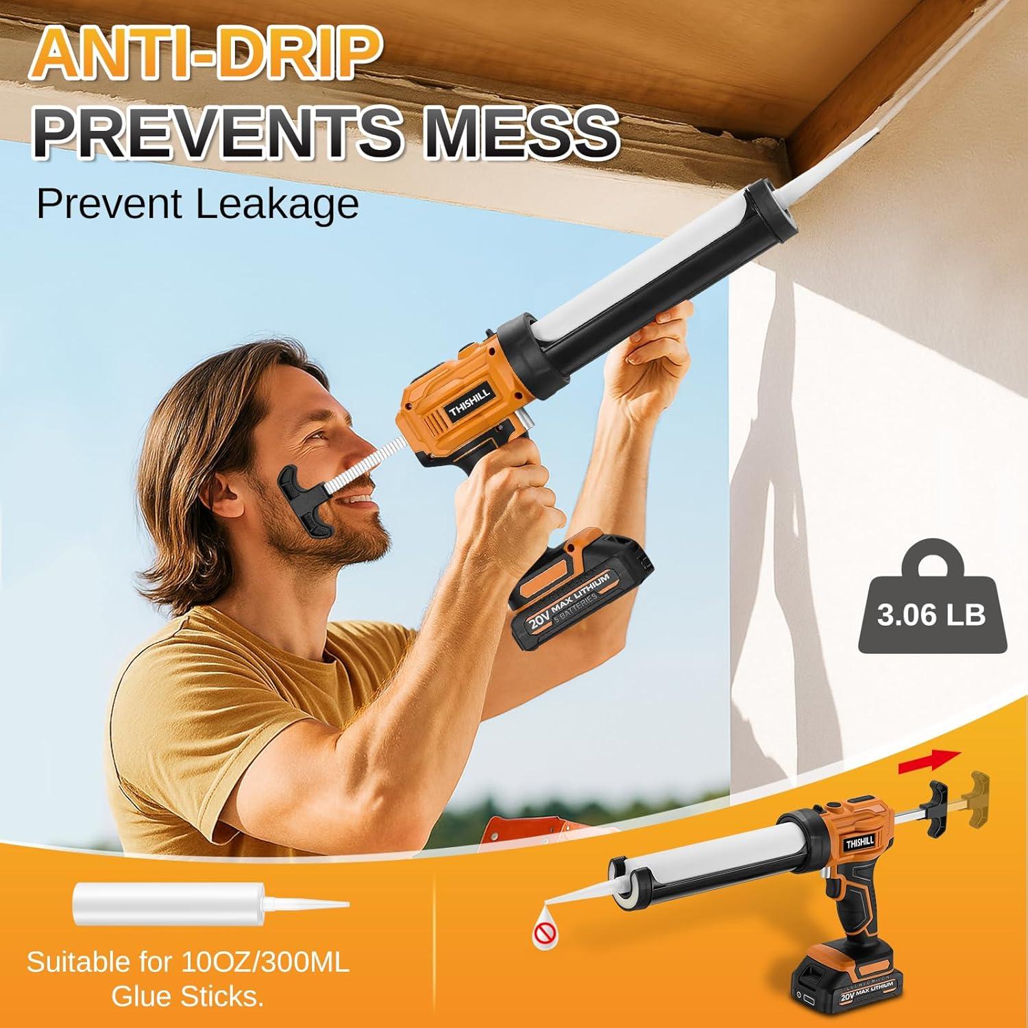 Pistola de Calafateo Eléctrica THIS HILL 300ml 20V 4 Velocidades