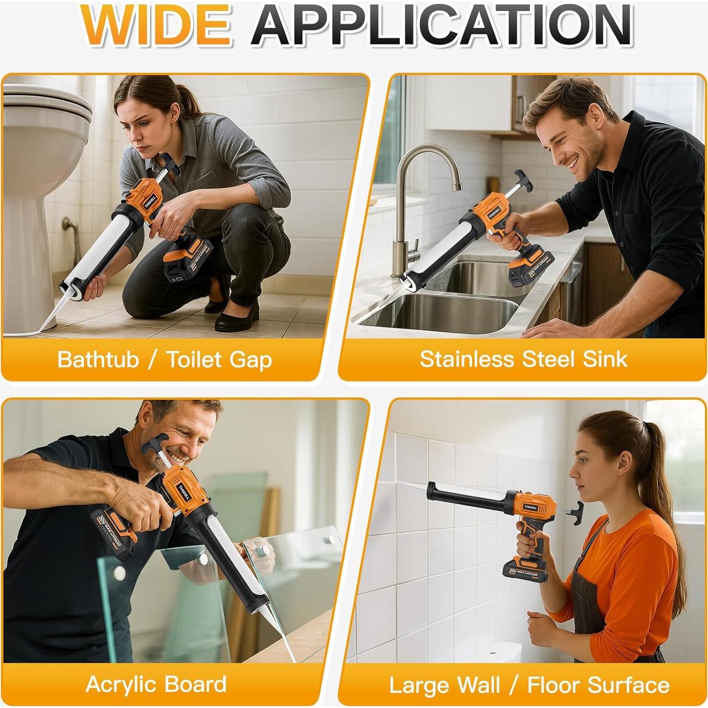 Pistola de Calafateo Eléctrica THIS HILL 300ml 20V 4 Velocidades