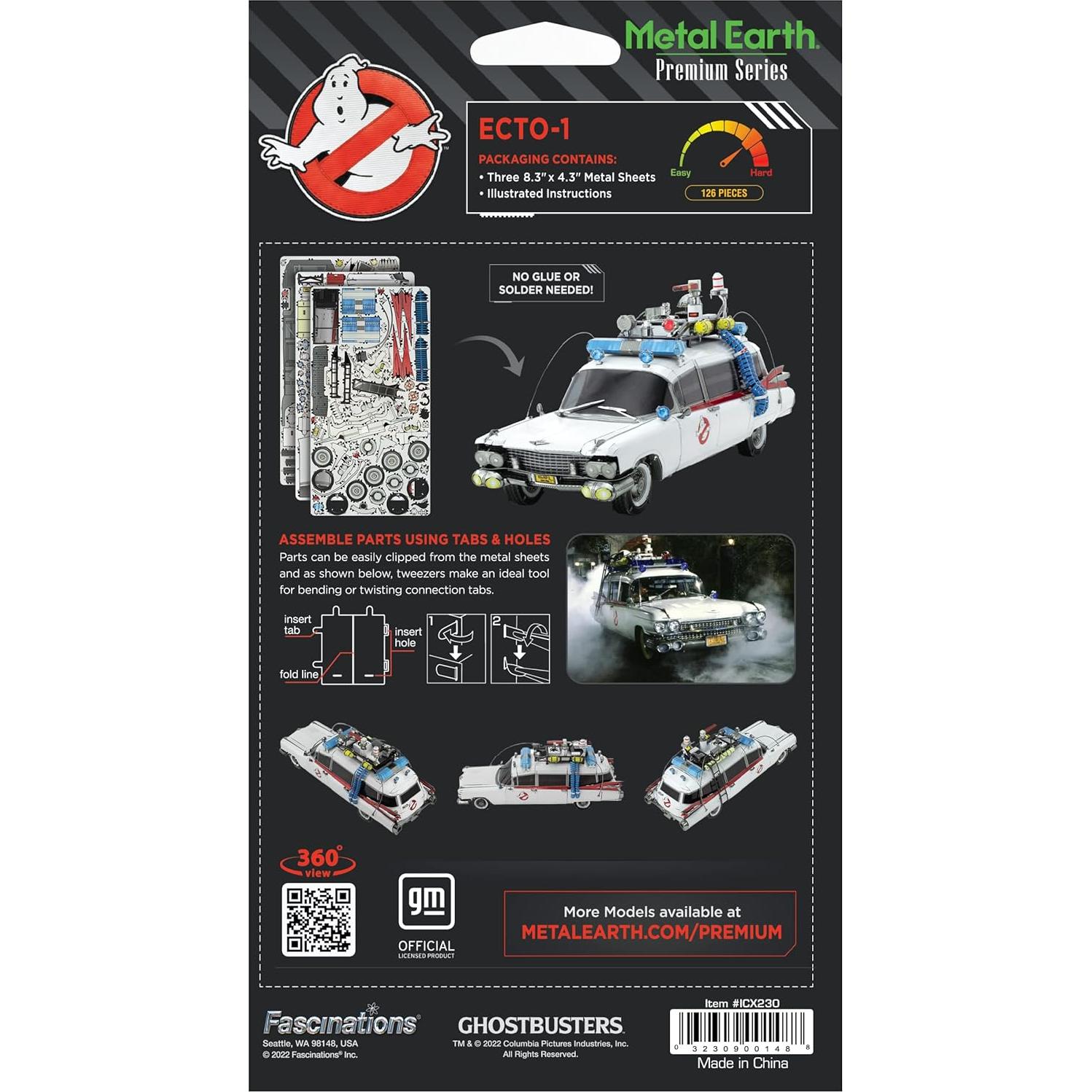 Kit de Modelo 3D Metal Earth Ecto-1 Cazafantasmas 300 Piezas