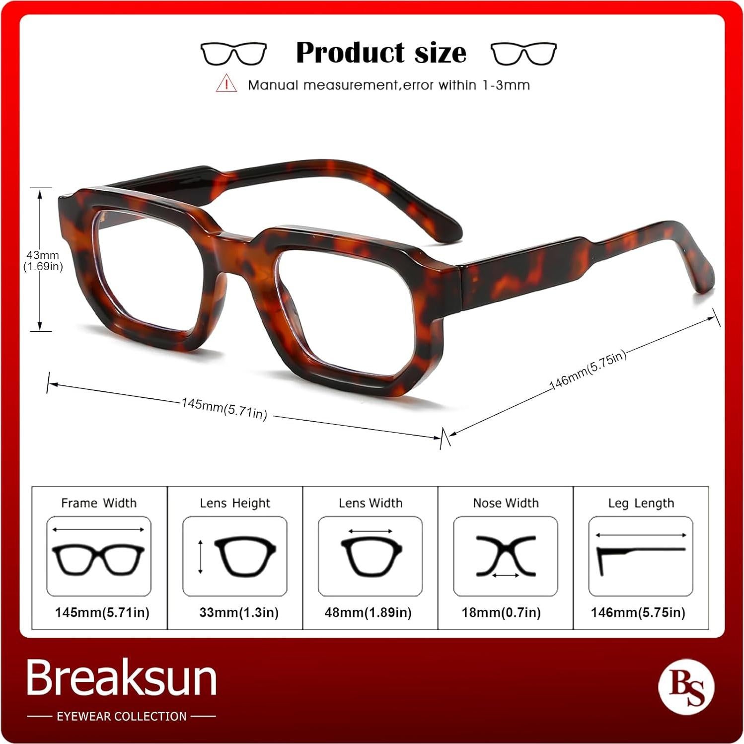 Gafas Retro Cuadradas Breaksun con Bloqueo Luz Azul
