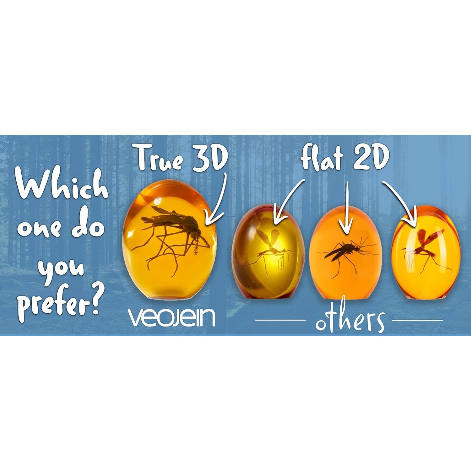 Mosquito 3D en Ámbar VEOJEIN | Réplica Decorativa 8.4 cm