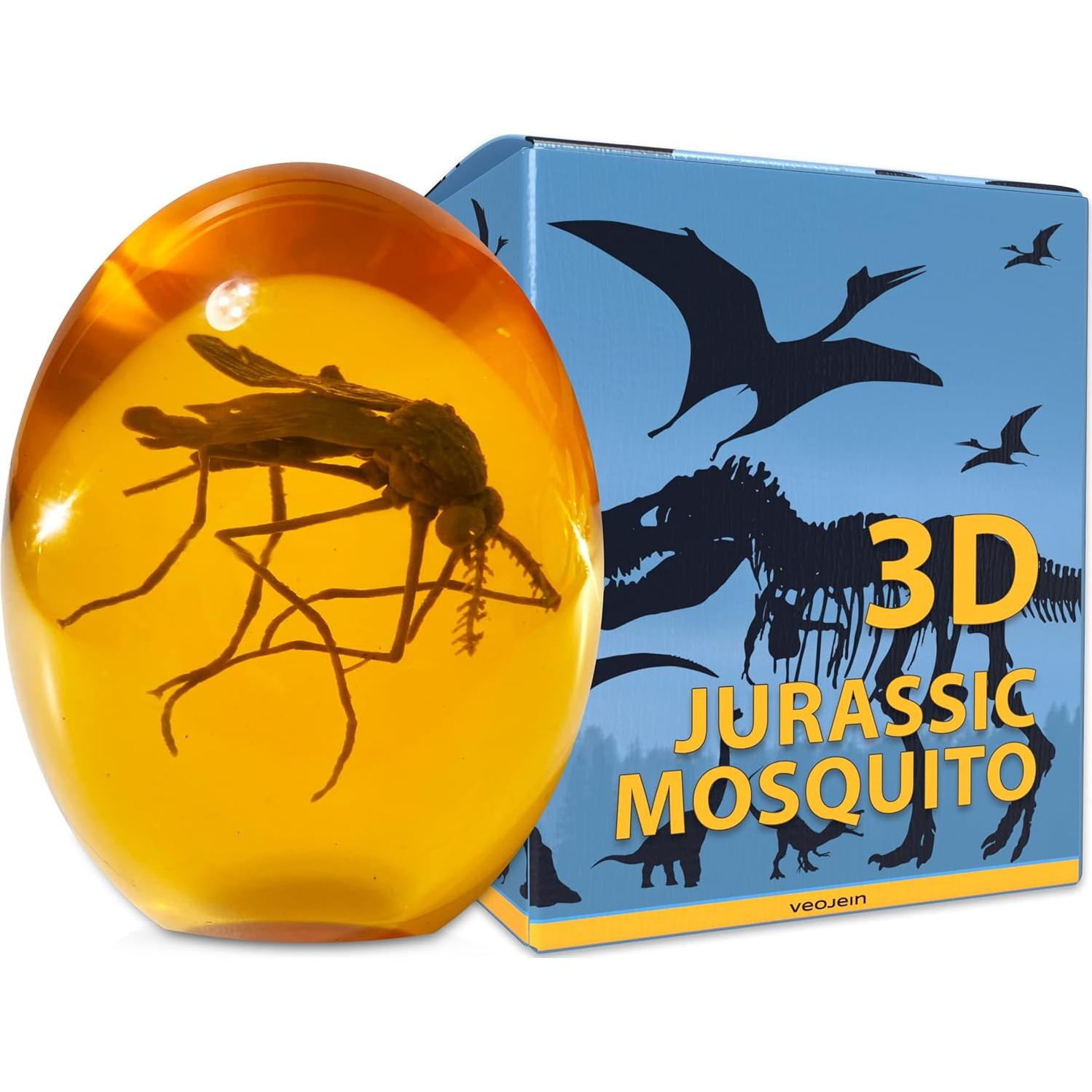 Mosquito 3D en Ámbar VEOJEIN | Réplica Decorativa 8.4 cm