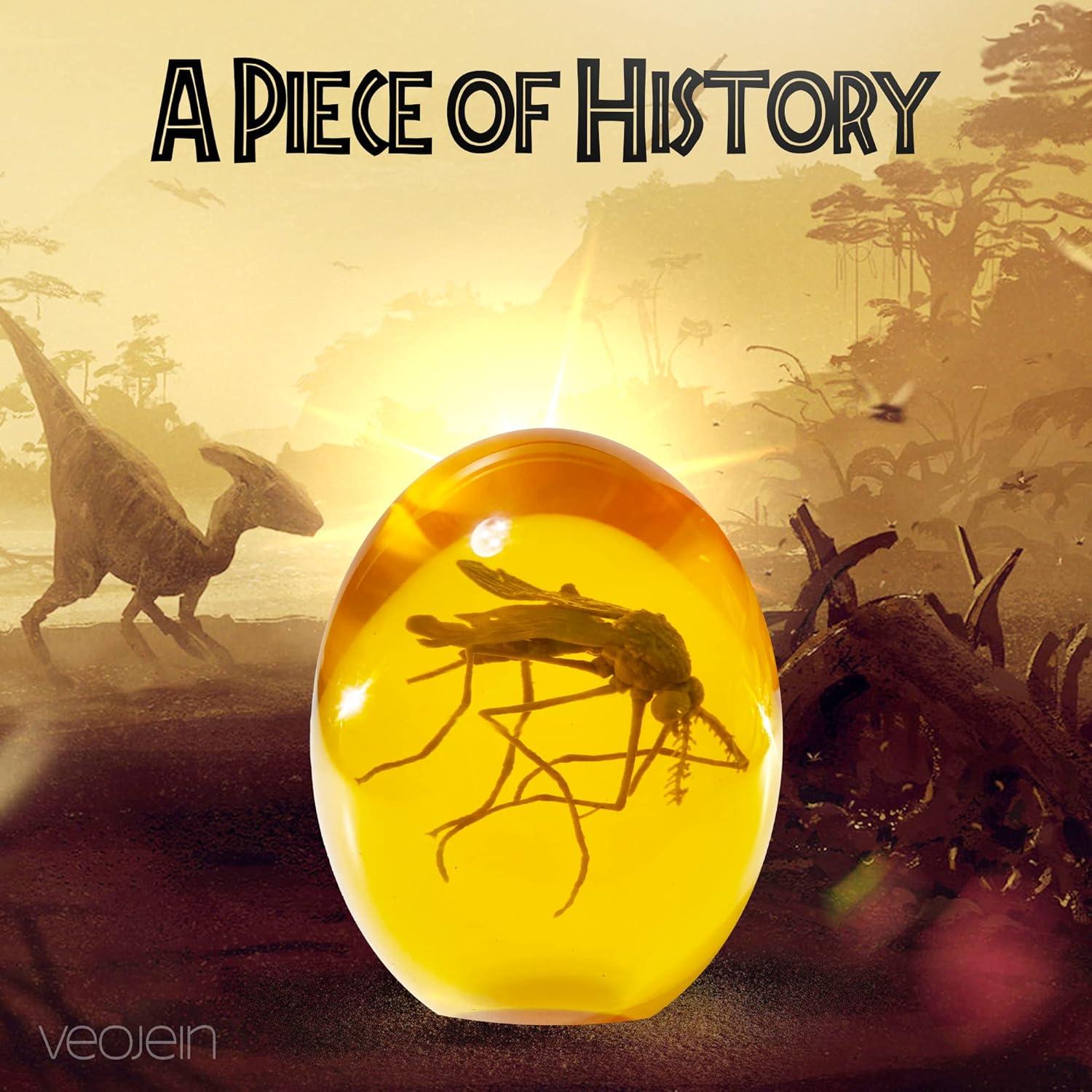 Mosquito 3D en Ámbar VEOJEIN | Réplica Decorativa 8.4 cm