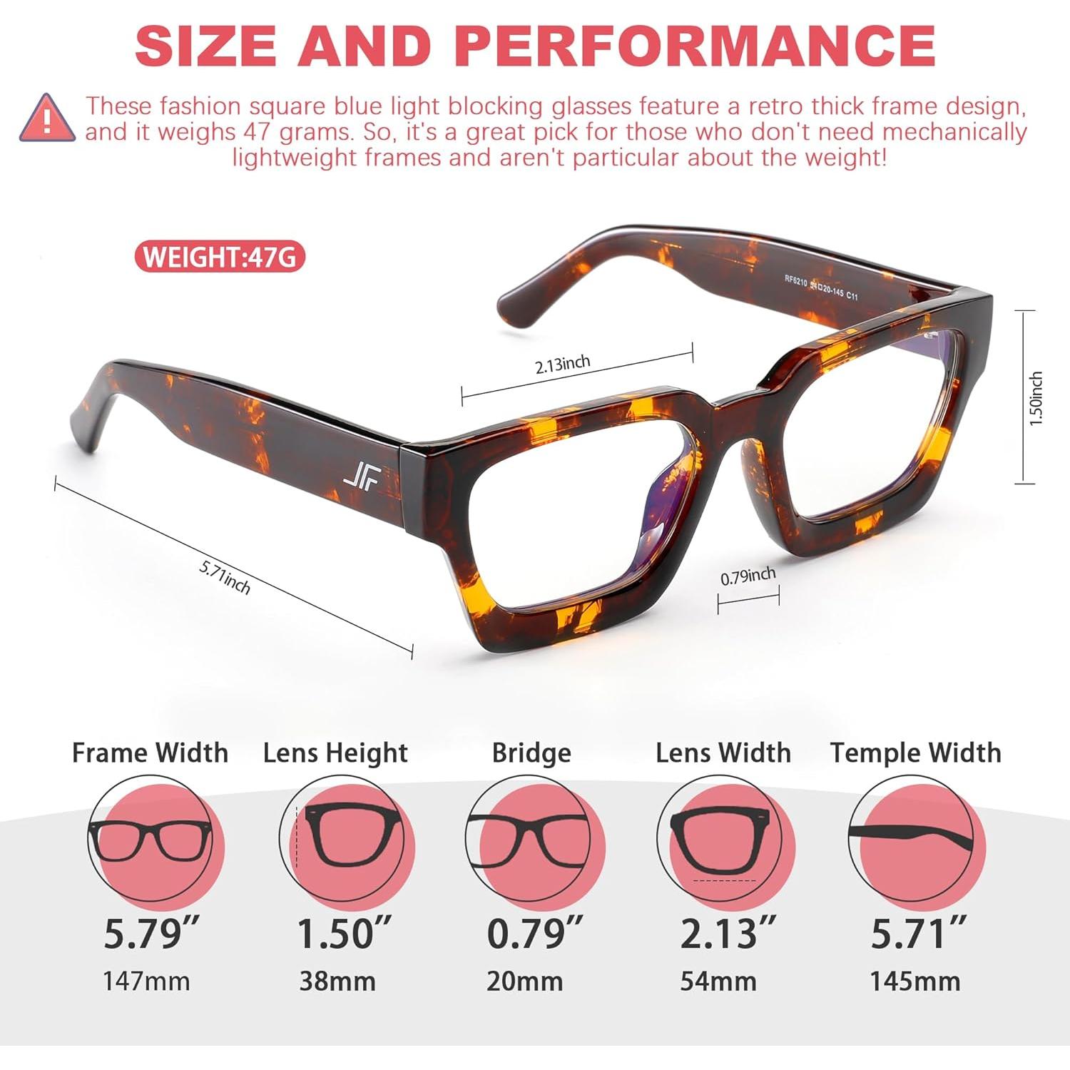 Gafas bloqueadoras luz azul JFXQDR RF6210 marco grueso