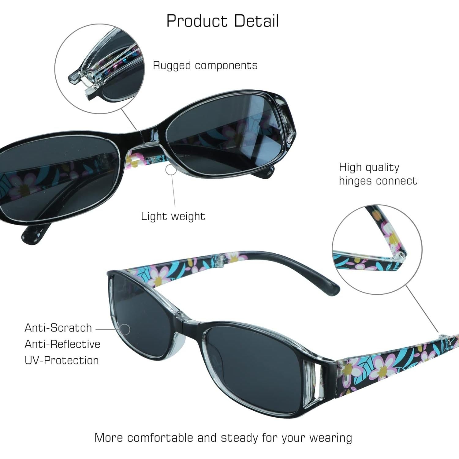 Gafas de Lectura y Sol Plegables VisionGlobal 3 Pares UV400