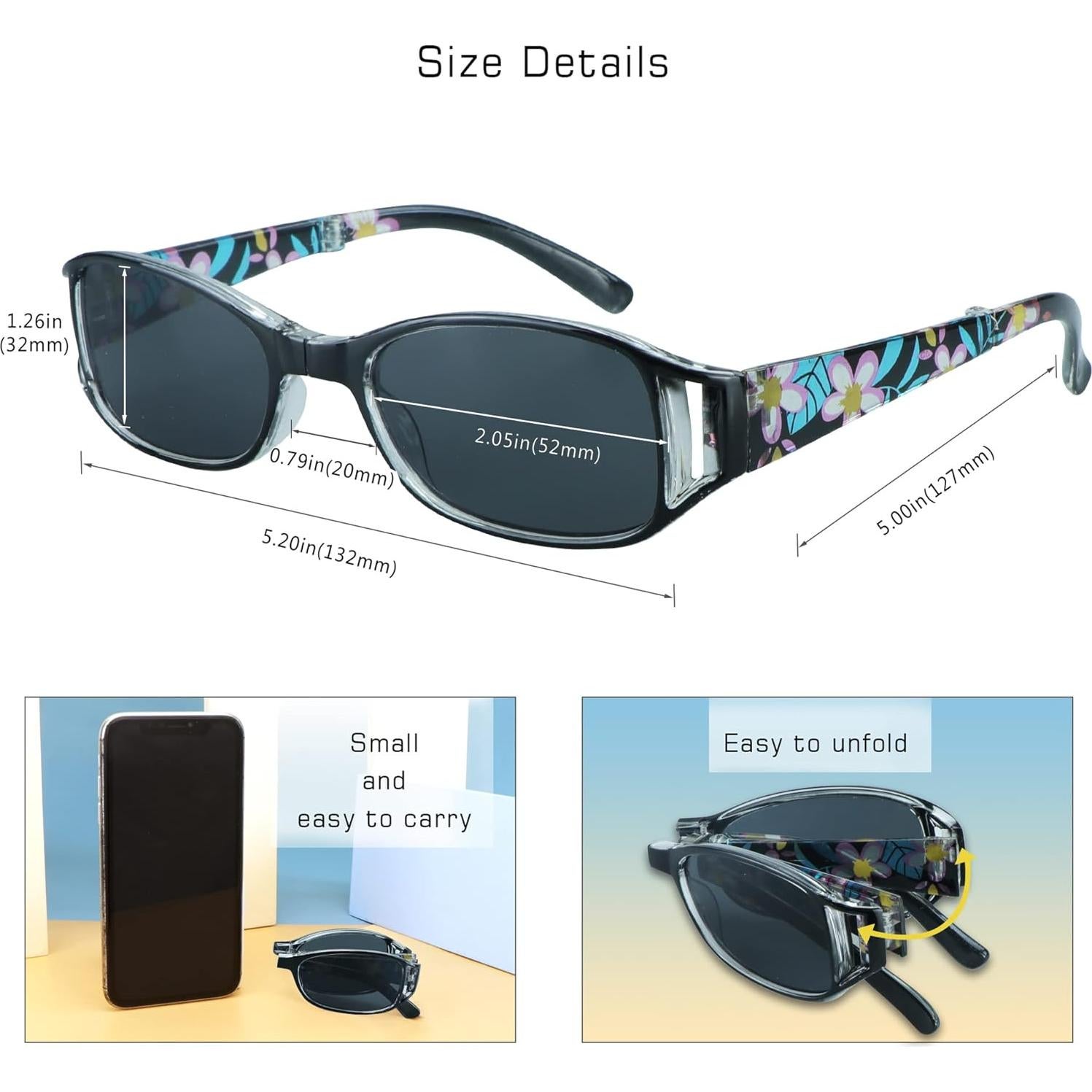 Gafas de Lectura y Sol Plegables VisionGlobal 3 Pares UV400