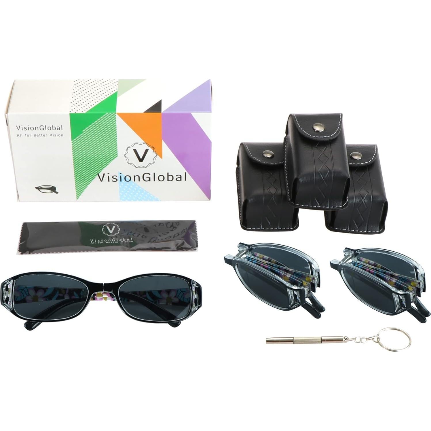 Gafas de Lectura y Sol Plegables VisionGlobal 3 Pares UV400