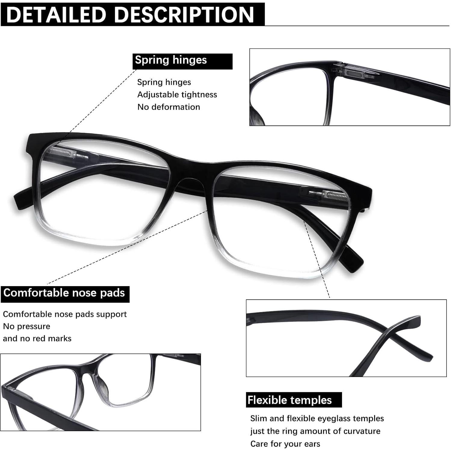 Gafas de Lectura VIDEBLA Paquete de 6 Anti-Luz Azul 2.0x