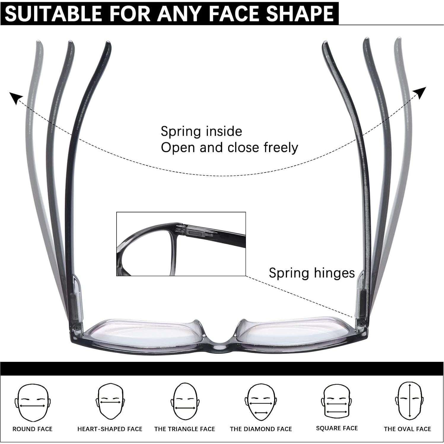 Gafas de Lectura VIDEBLA Paquete de 6 Anti-Luz Azul 2.0x