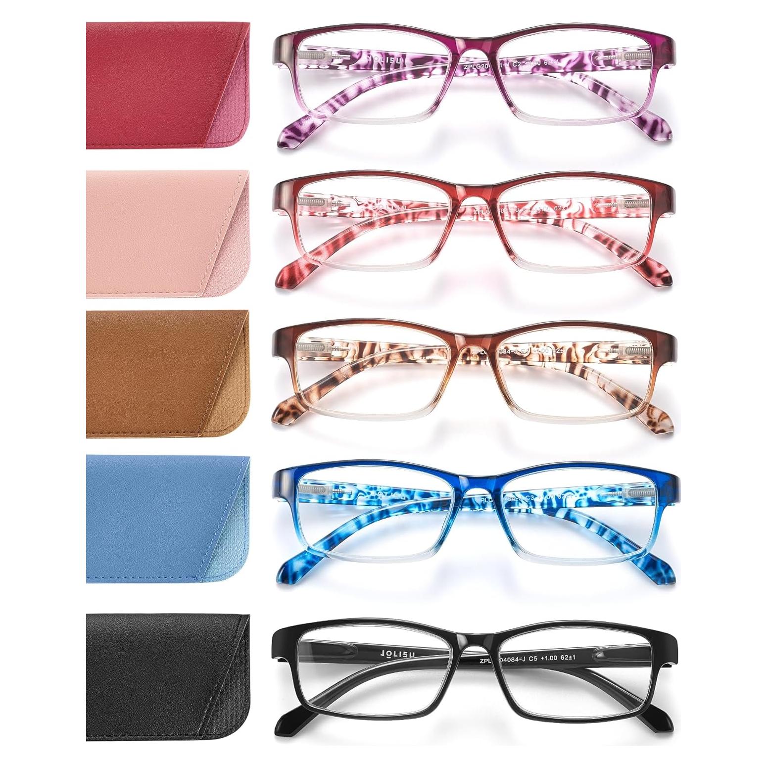 Gafas de Lectura JOLISU Paquete de 5 Colores 2.0x Luz Azul