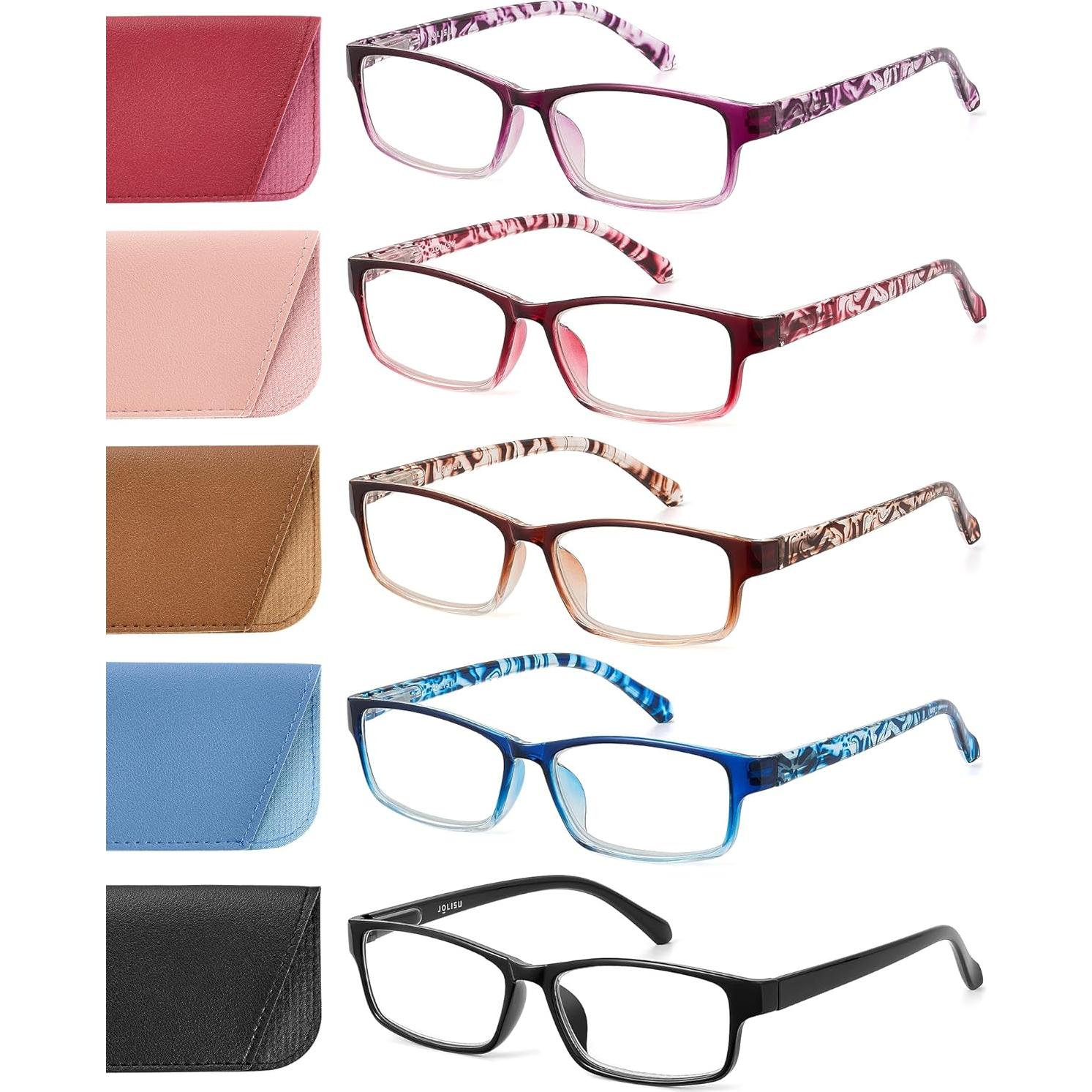 Gafas de Lectura JOLISU Paquete de 5 Colores 2.0x Luz Azul