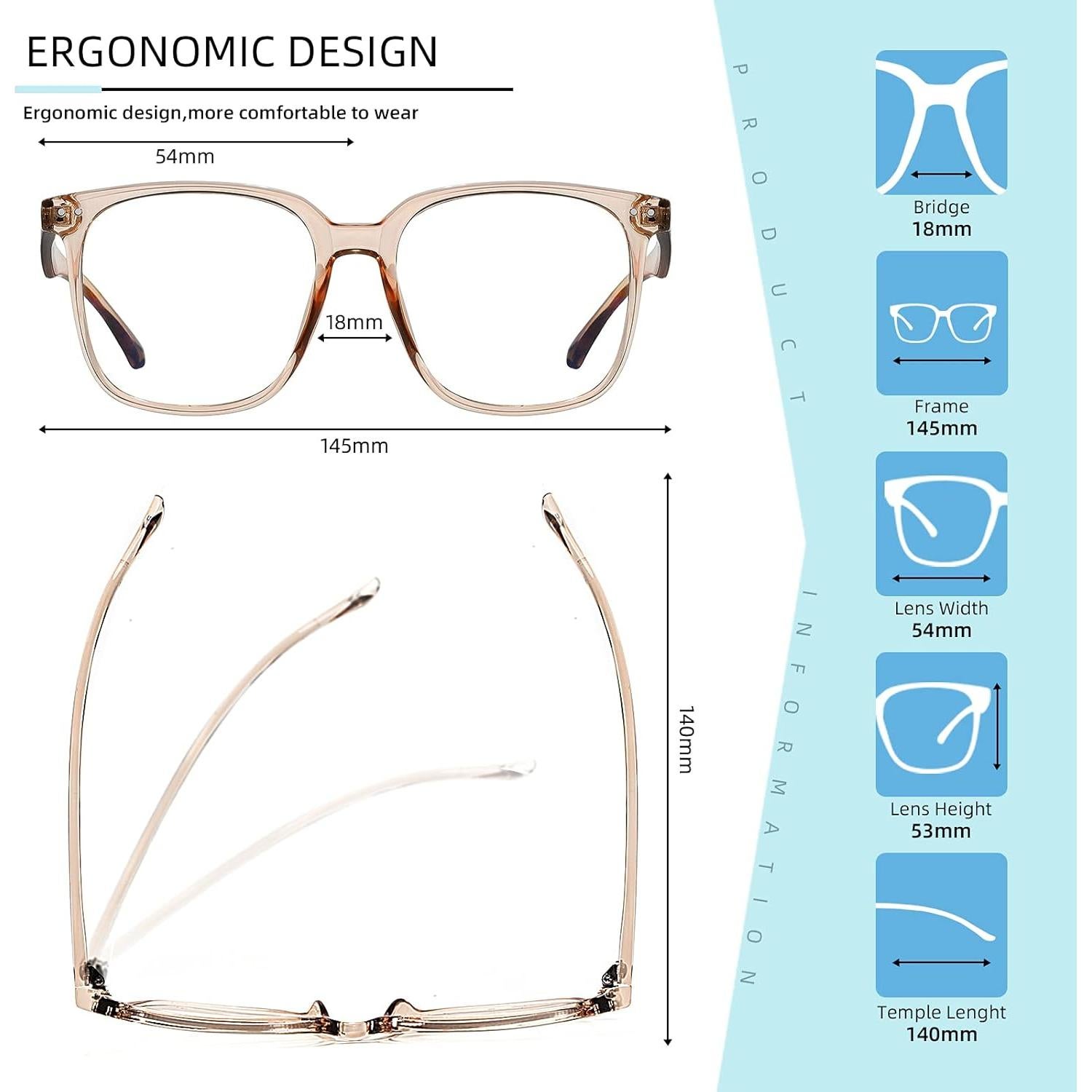 Gafas bloqueadoras de luz azul 80s grandes unisex naranja