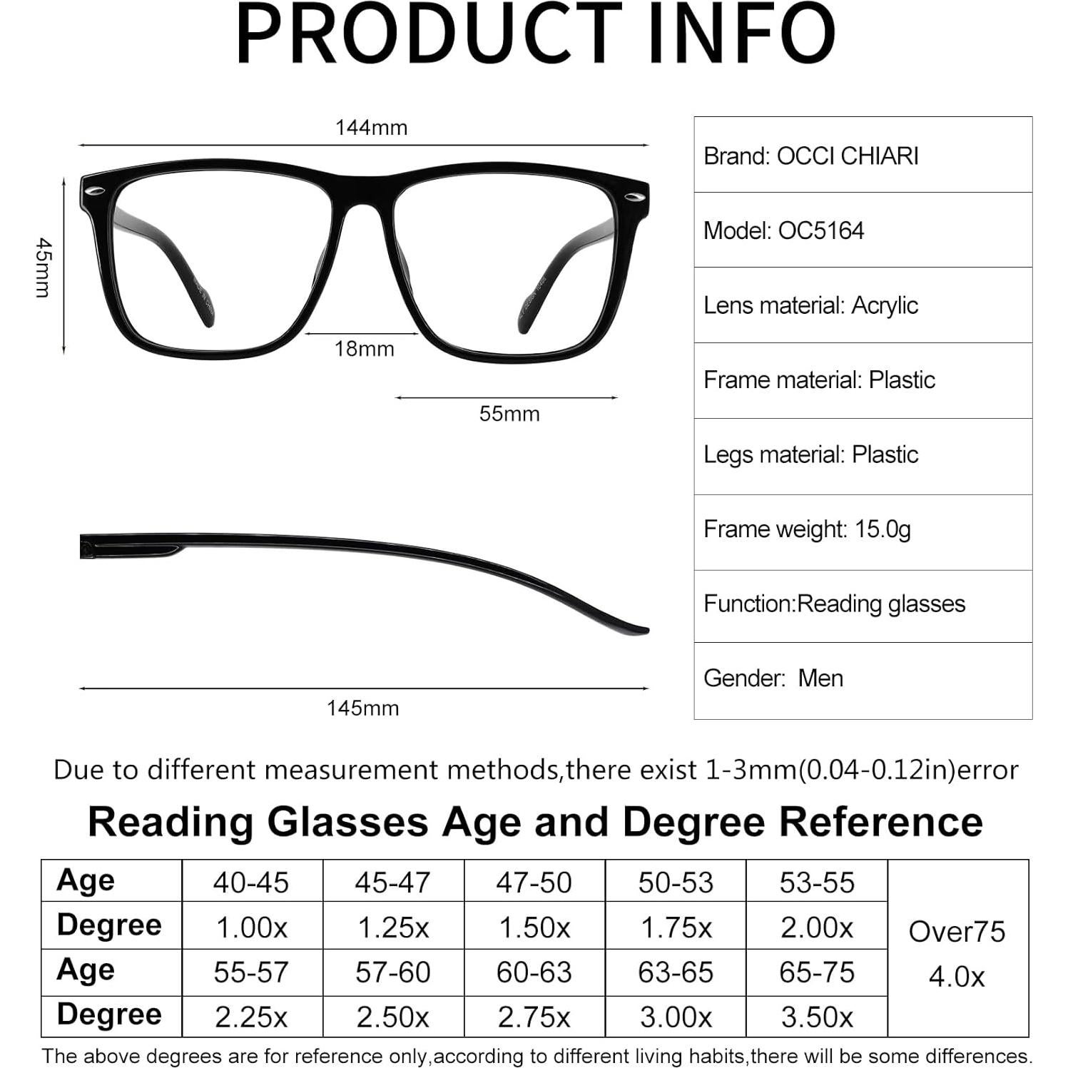 Gafas de Lectura OCCI CHIARI 2.75 Cuadradas Grandes