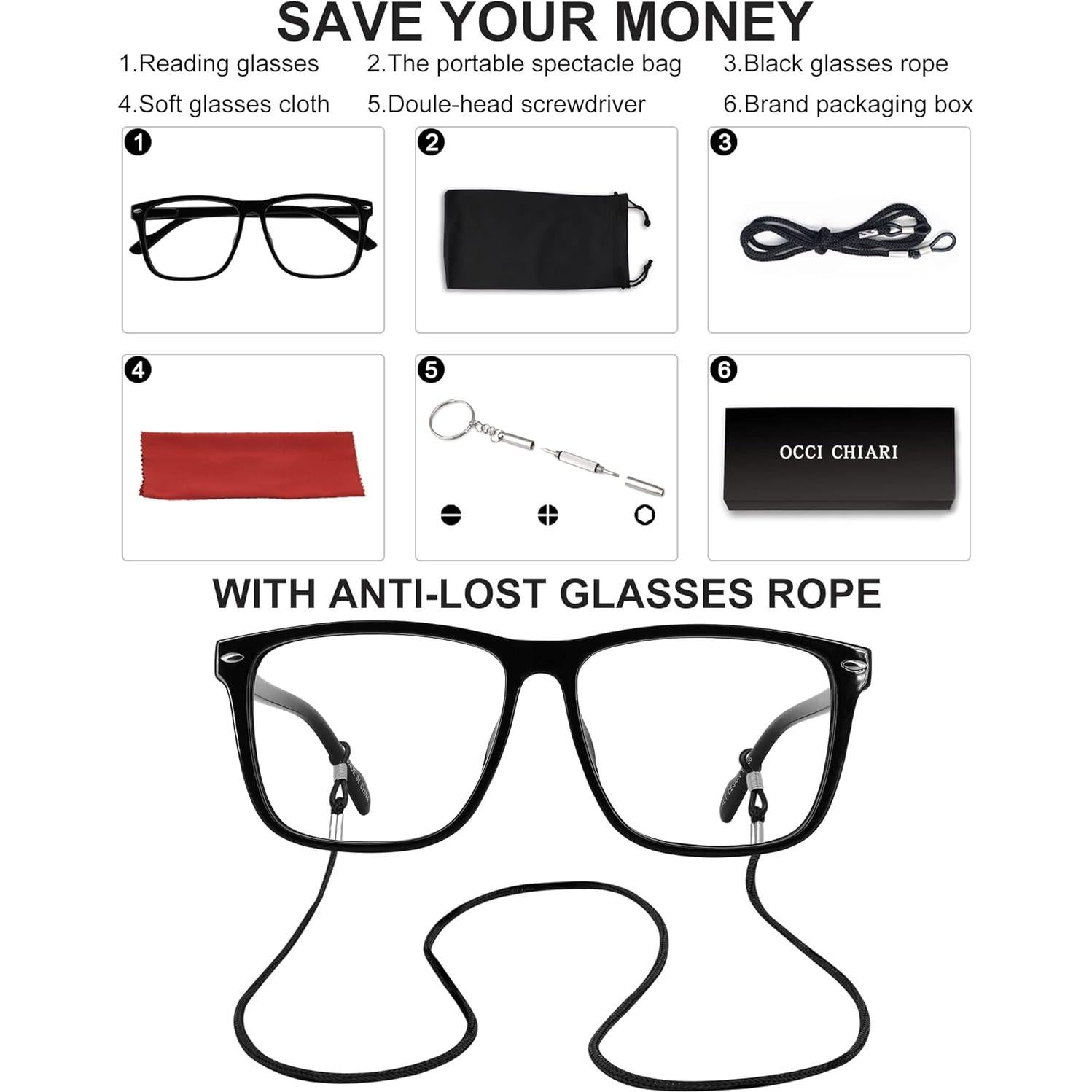 Gafas de Lectura OCCI CHIARI 2.75 Cuadradas Grandes