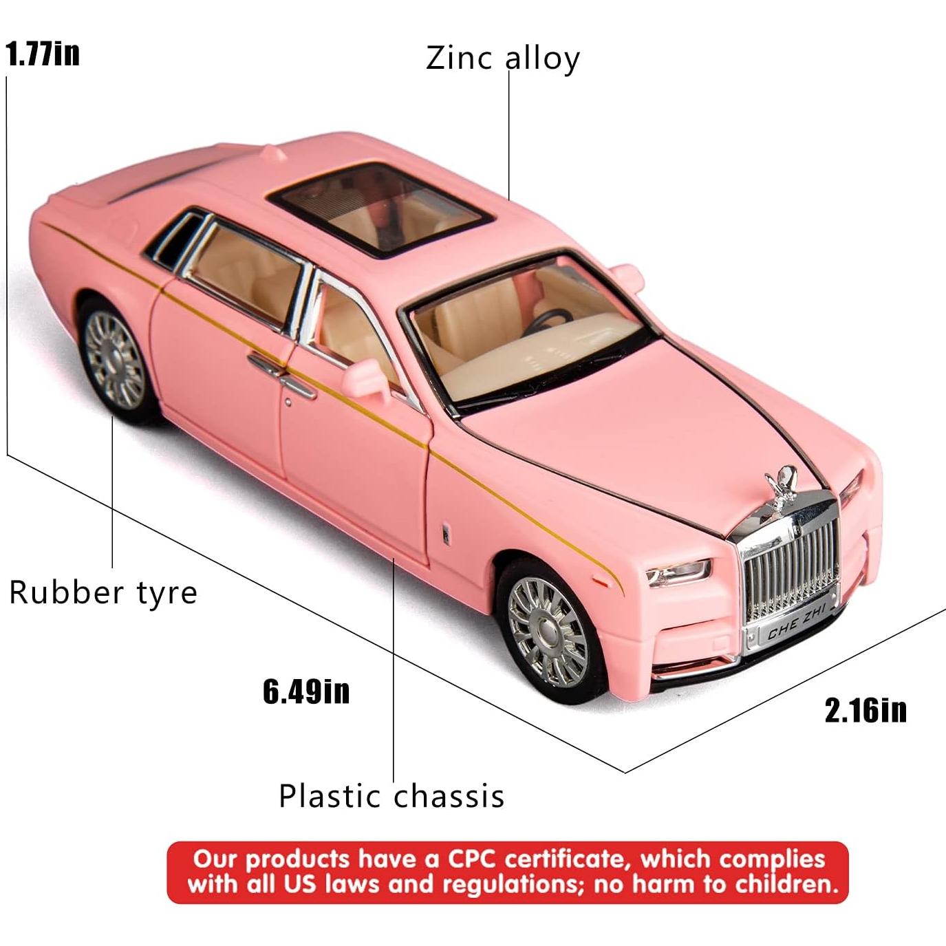 Coche de Juguete Rolls-Royce Phantom 1/32 BDTCTK Rosa con Sonido y Luz
