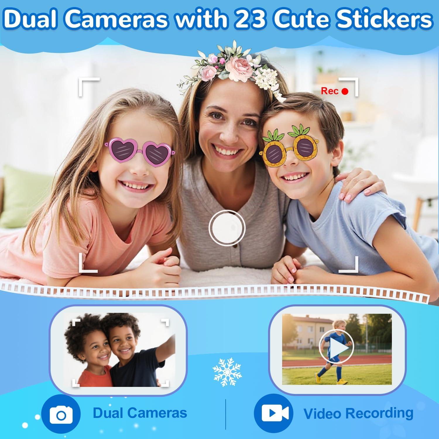 Teléfono Infantil Lapare Azul con Pantalla Táctil y Doble Cámara