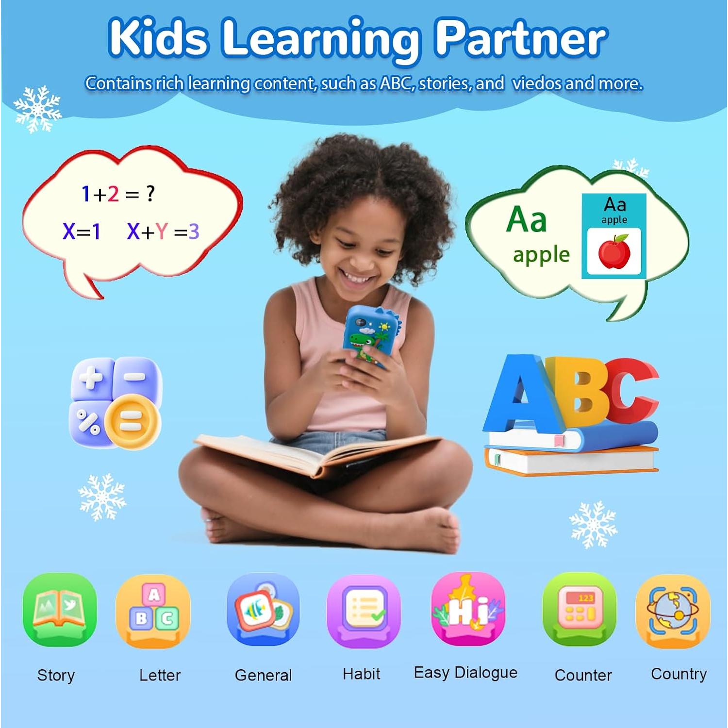 Teléfono Infantil Lapare Azul con Pantalla Táctil y Doble Cámara