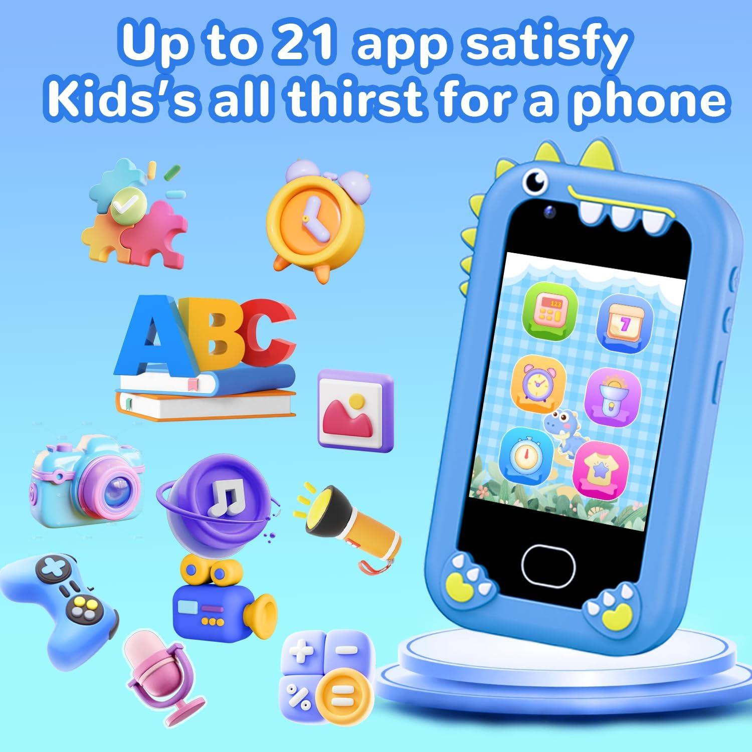 Teléfono Infantil Lapare Azul con Pantalla Táctil y Doble Cámara