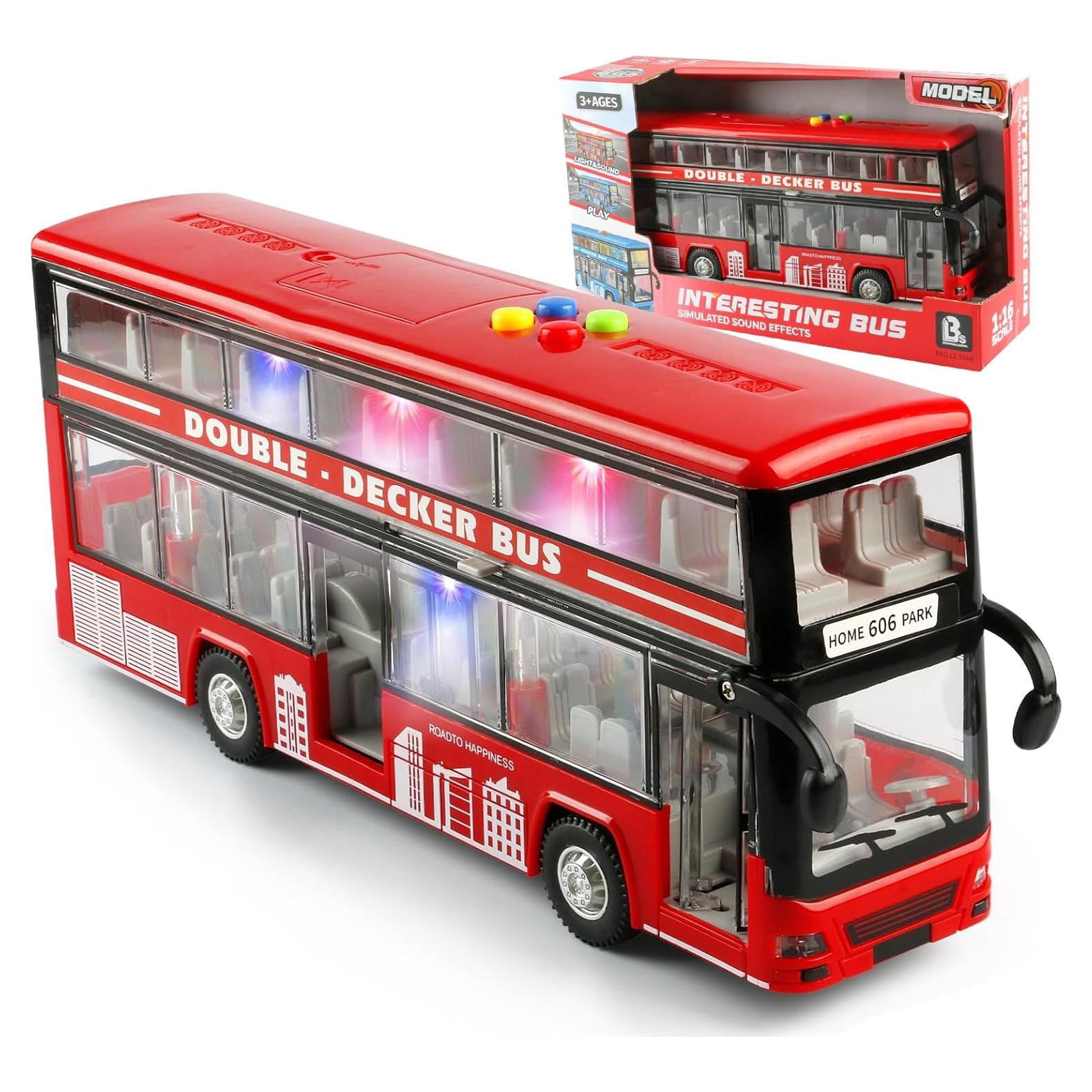 Juguete Autobús de Dos Pisos Cdymkf 28cm con Luces y Sonidos