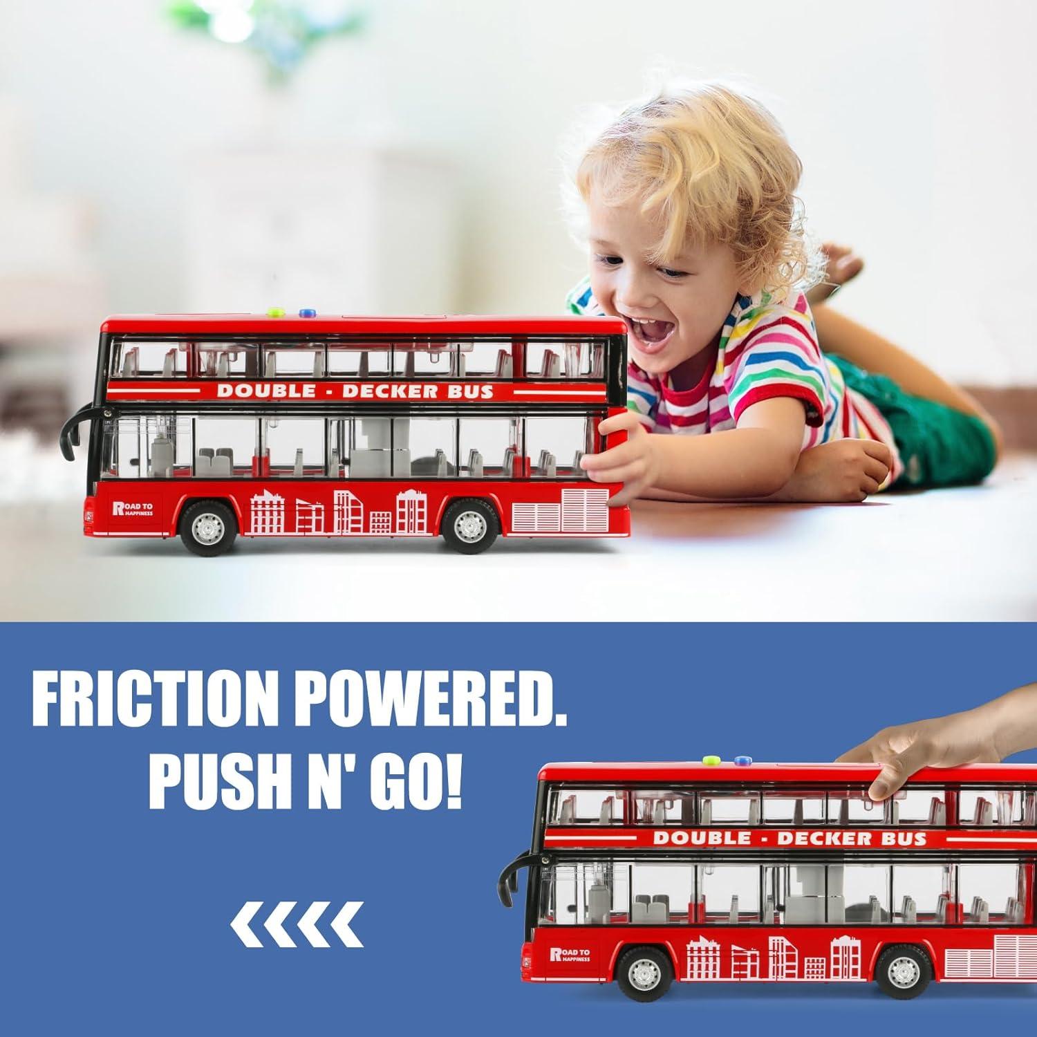 Juguete Autobús de Dos Pisos Cdymkf 28cm con Luces y Sonidos