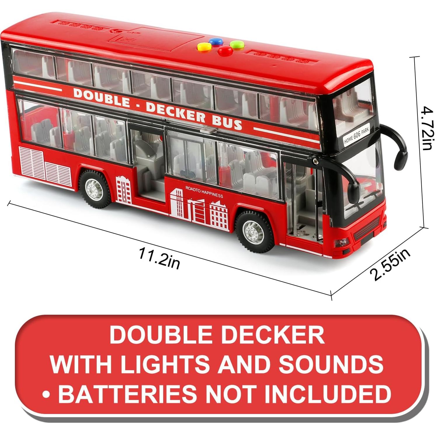 Juguete Autobús de Dos Pisos Cdymkf 28cm con Luces y Sonidos