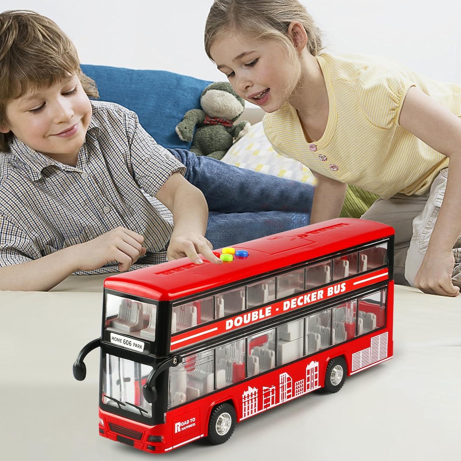Juguete Autobús de Dos Pisos Cdymkf 28cm con Luces y Sonidos