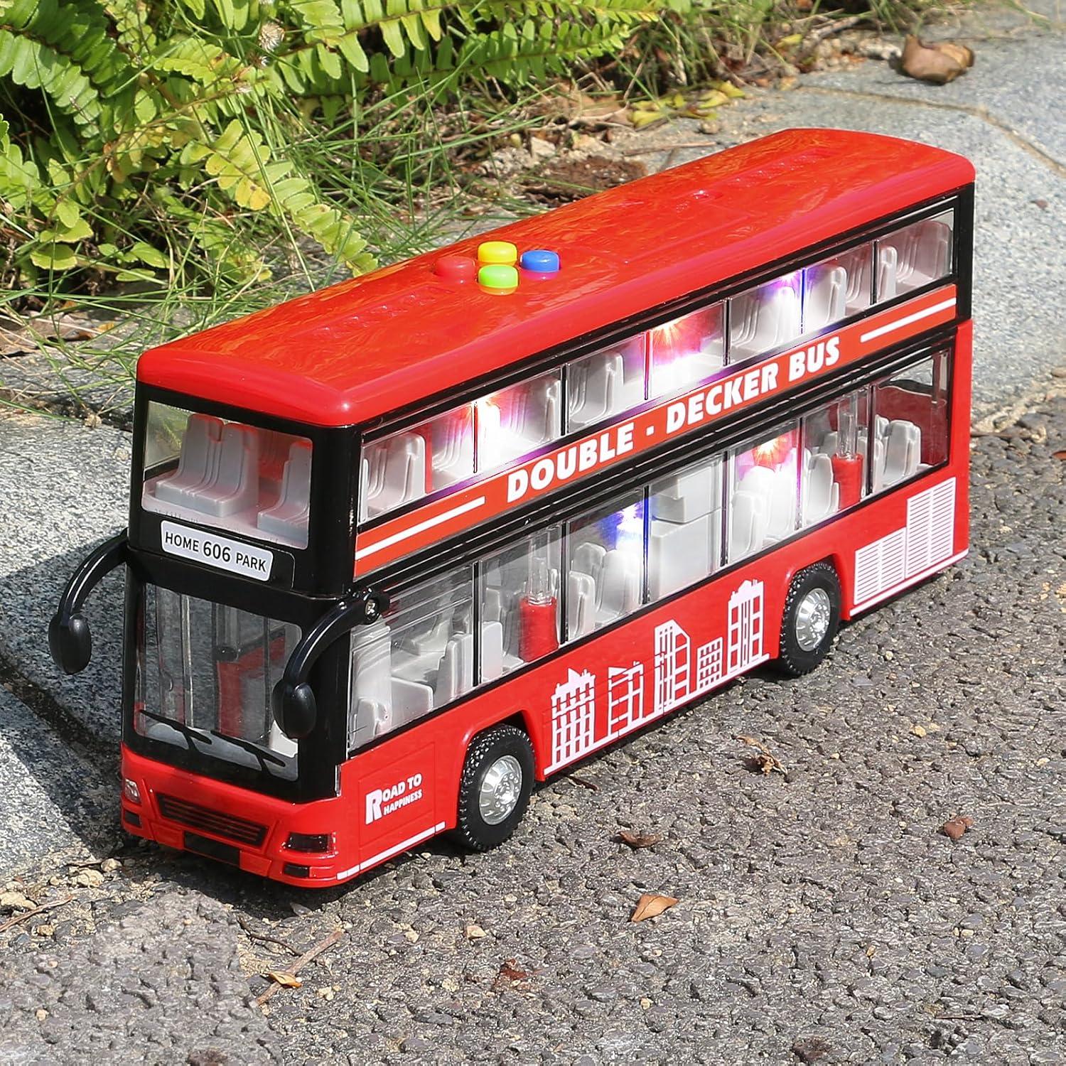 Juguete Autobús de Dos Pisos Cdymkf 28cm con Luces y Sonidos