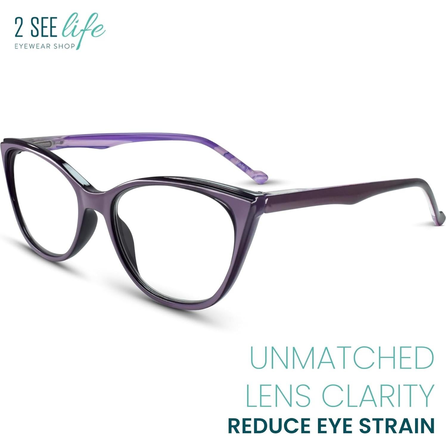Gafas de lectura 2SeeLife ojo de gato moradas 2.25x