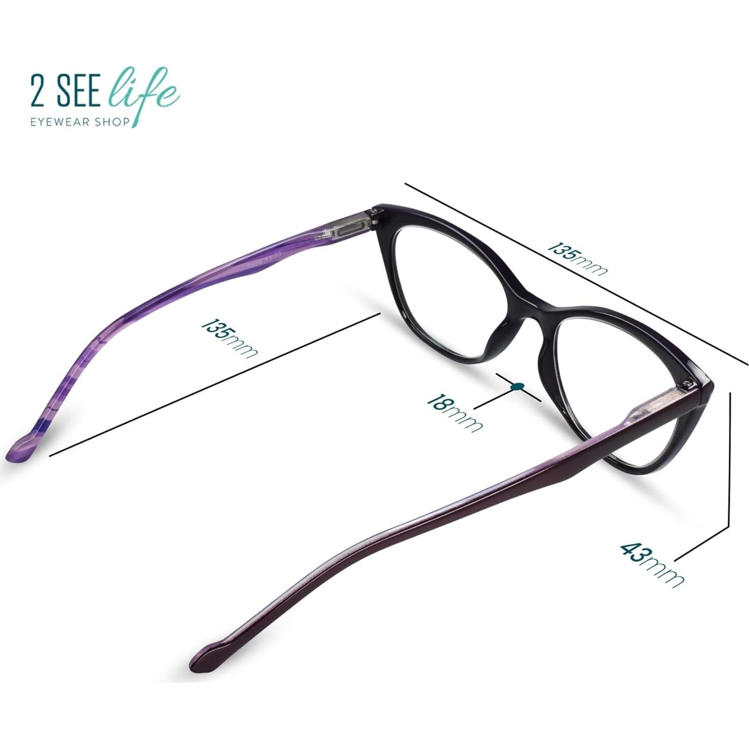 Gafas de lectura 2SeeLife ojo de gato moradas 2.25x