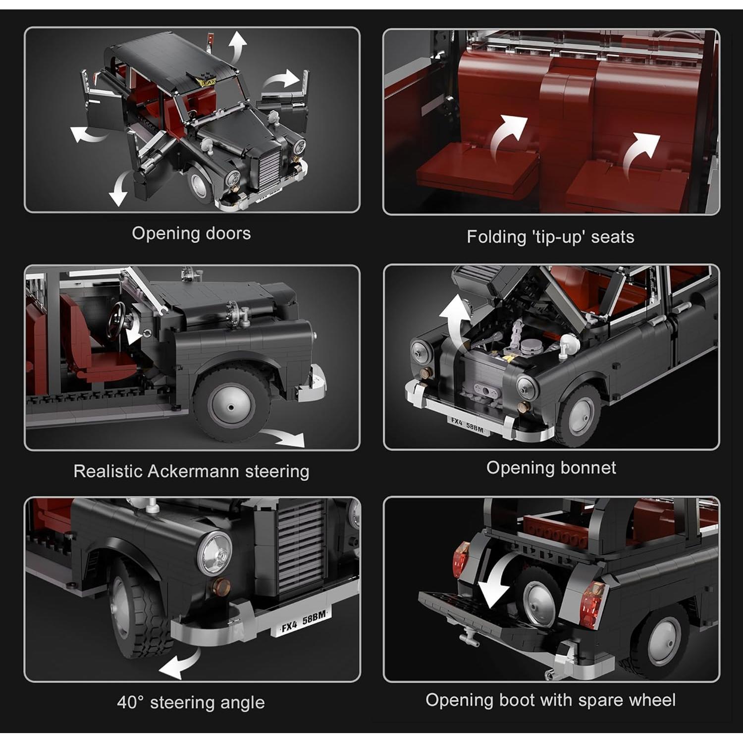 dOMOb LEVC FX4 London Taxi Black Cab Car Building Kit – STEM Bricks Toys for 8+ Age Kids & Adults – 1:12 Model Build Set – 1871 Pieces or Blocks – for Boys, Hobbyist, Collector