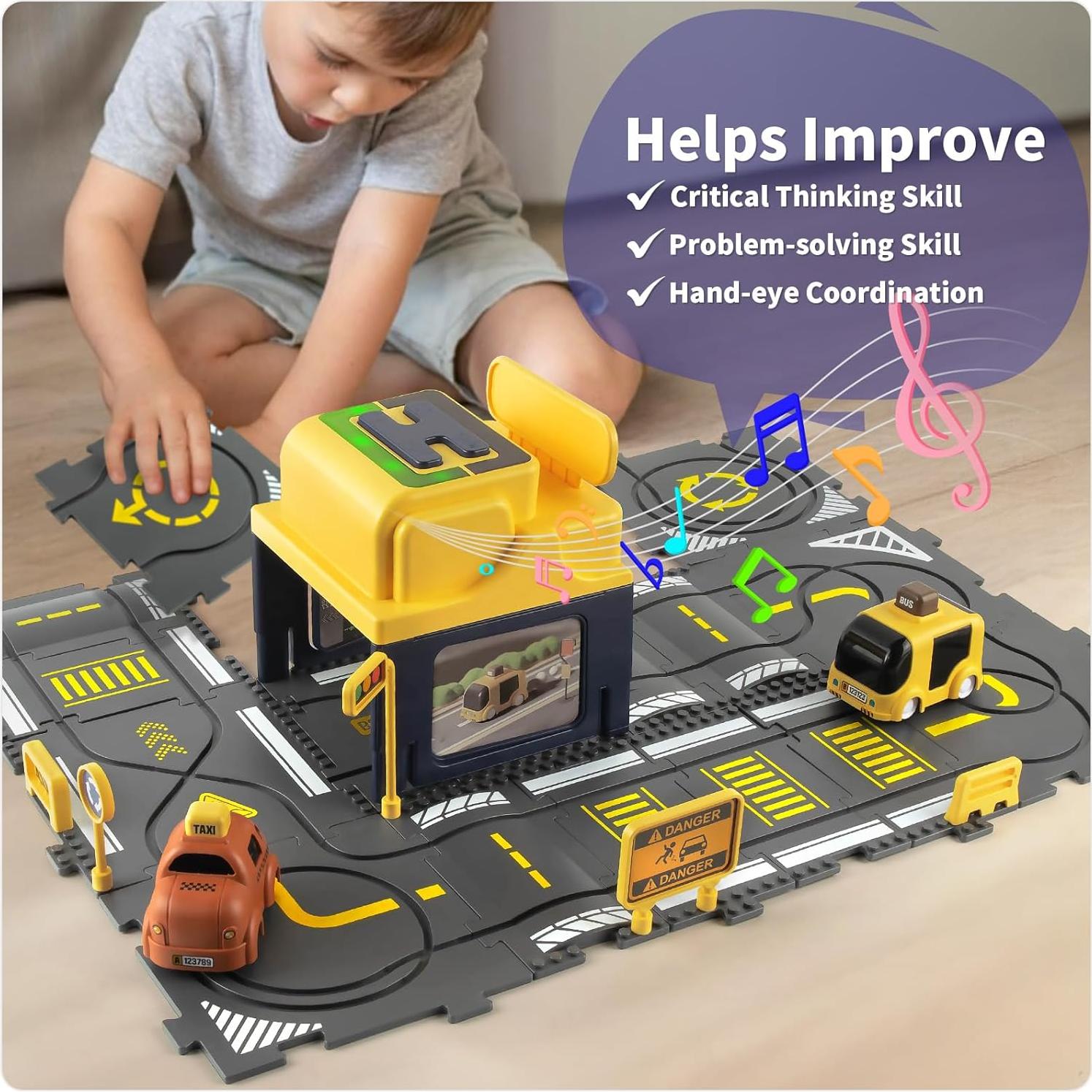 Puzzle de Pista de Coche Luz y Música 2 Coches 15x23cm