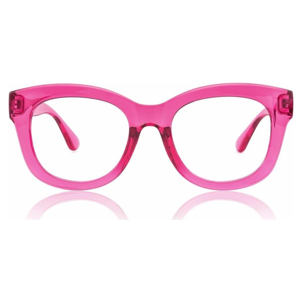 JiSoo Oversized Reading Glasses for Women Men, Stylish Designer Readers Women with Large Frame